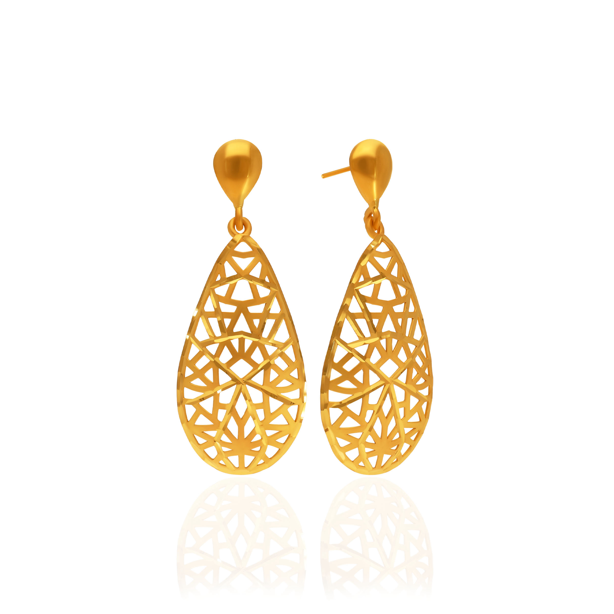 Lustre Cutwork Gold Earrings - Senco Gold and Diamonds