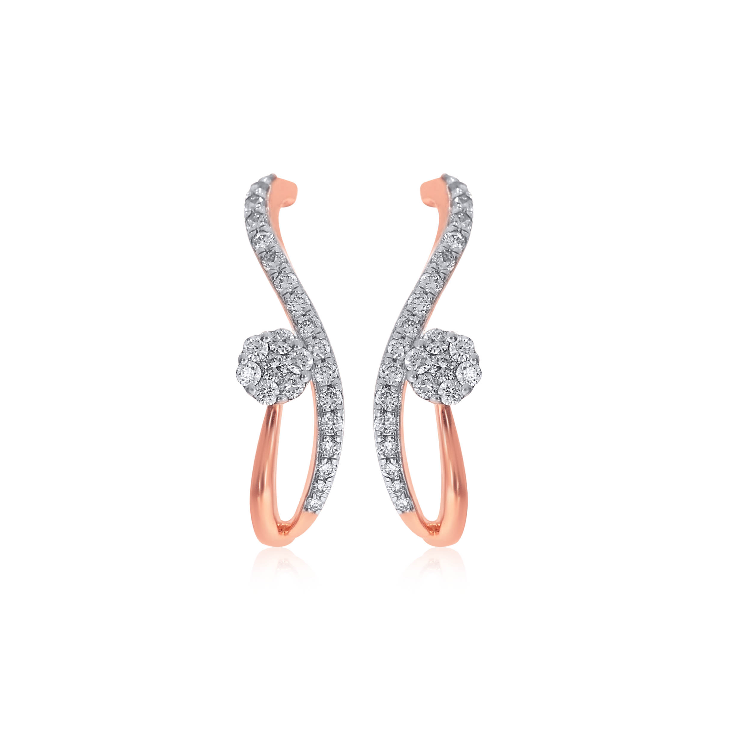 Wavy Glow Diamond J Hoop Earrings - Senco Gold and Diamonds
