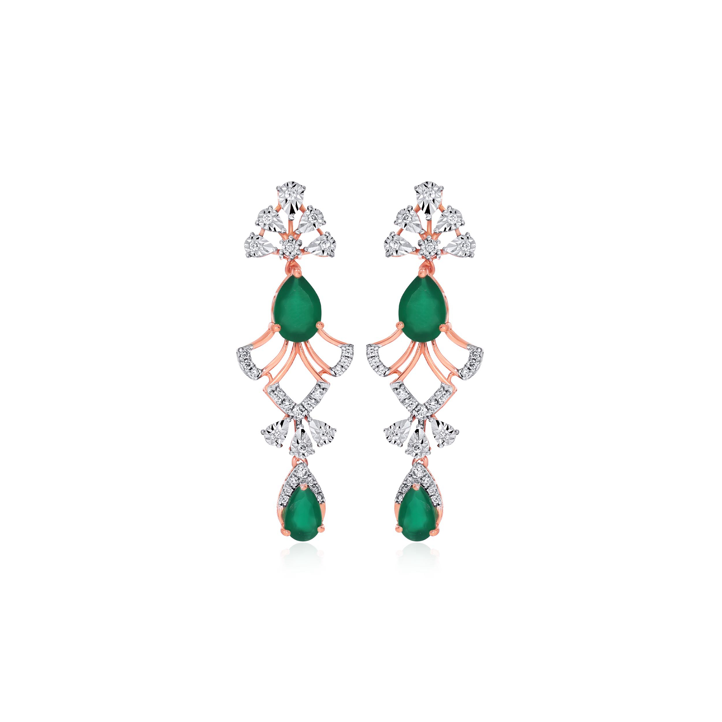 Greenish Sheen Diamond Drop Earrings - Senco Gold and Diamonds