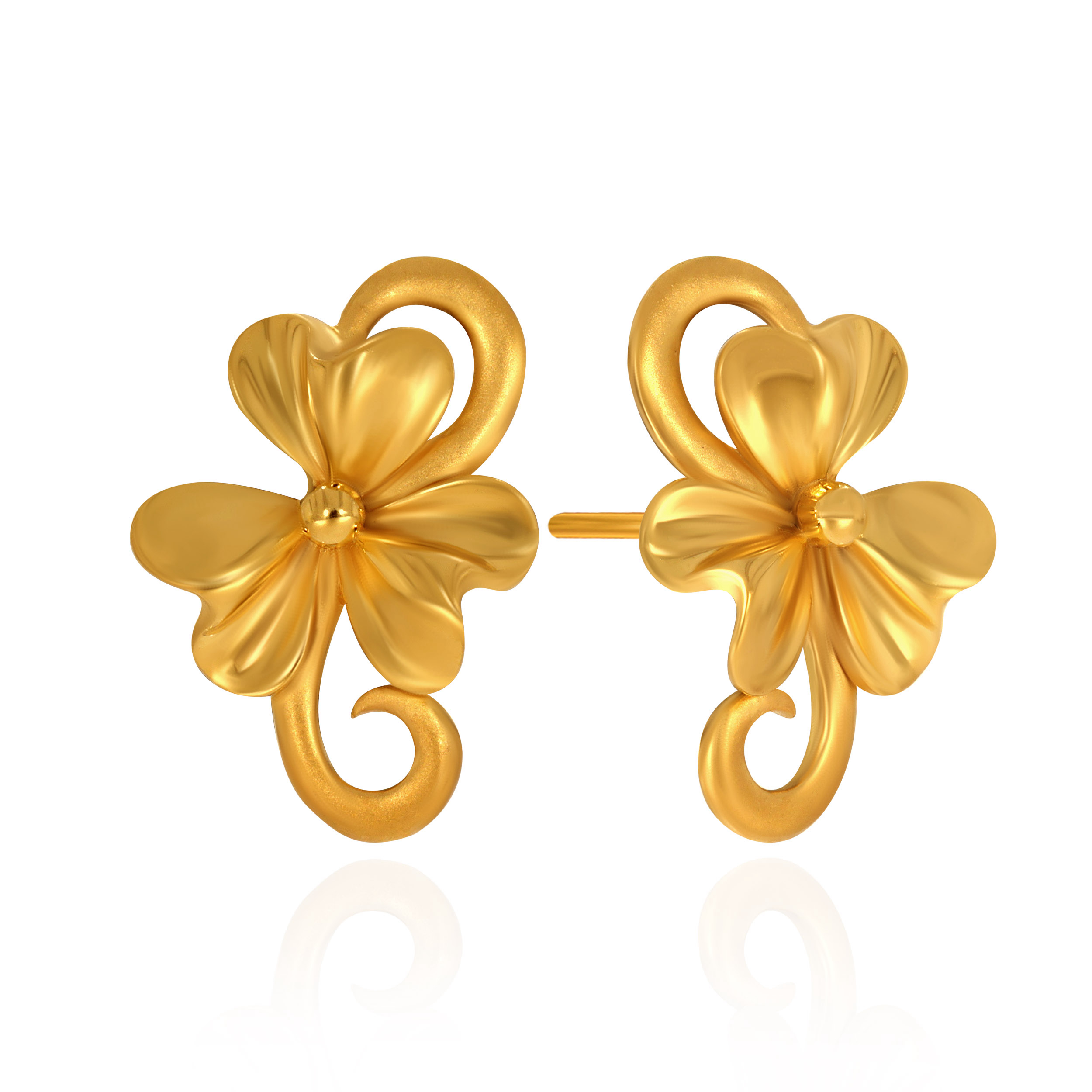 Fourfold Petal Gold Studs - Senco Gold and Diamonds