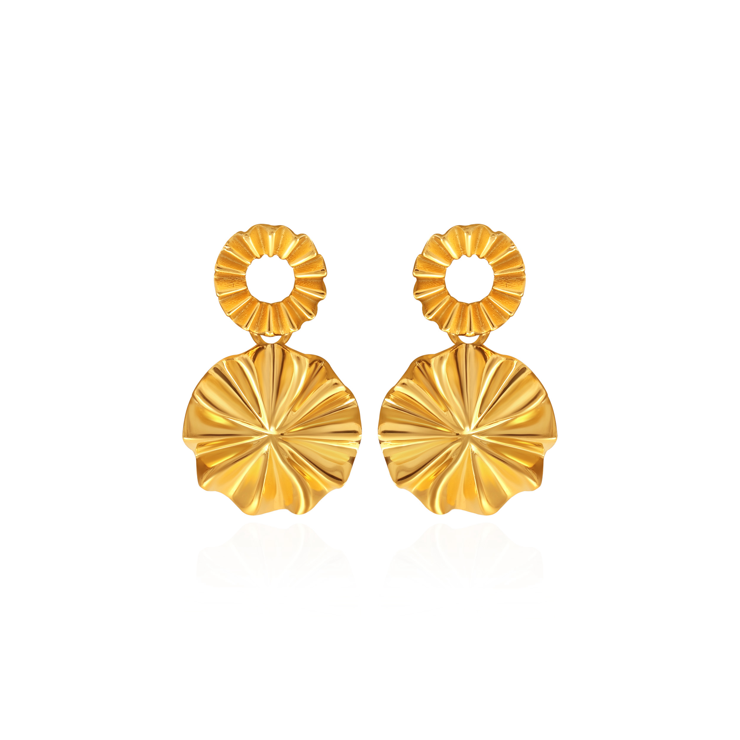Lotus Leaf Gold Studs - Senco Gold and Diamonds
