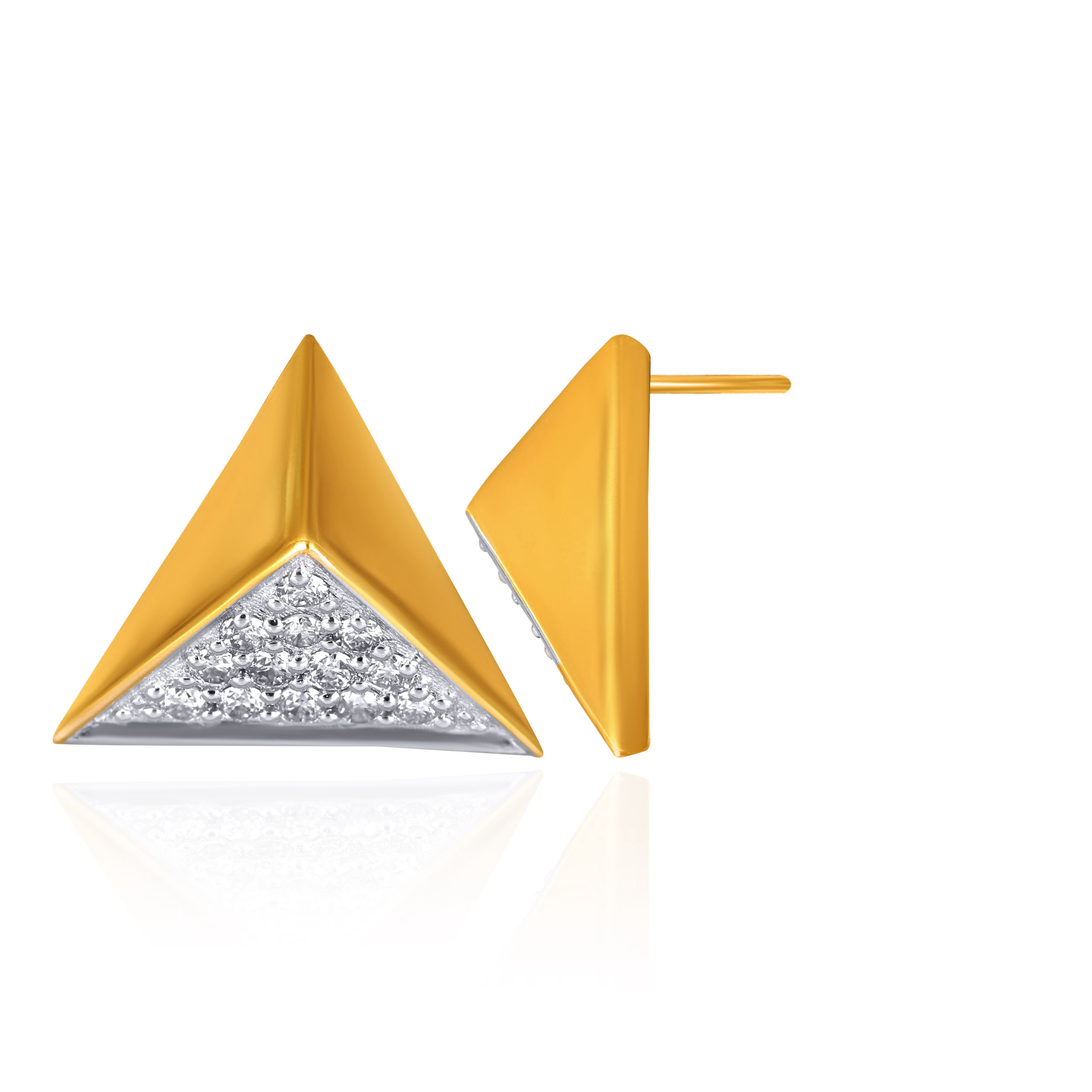 Sculpted Triangle Diamond Studs - Senco Gold and Diamonds