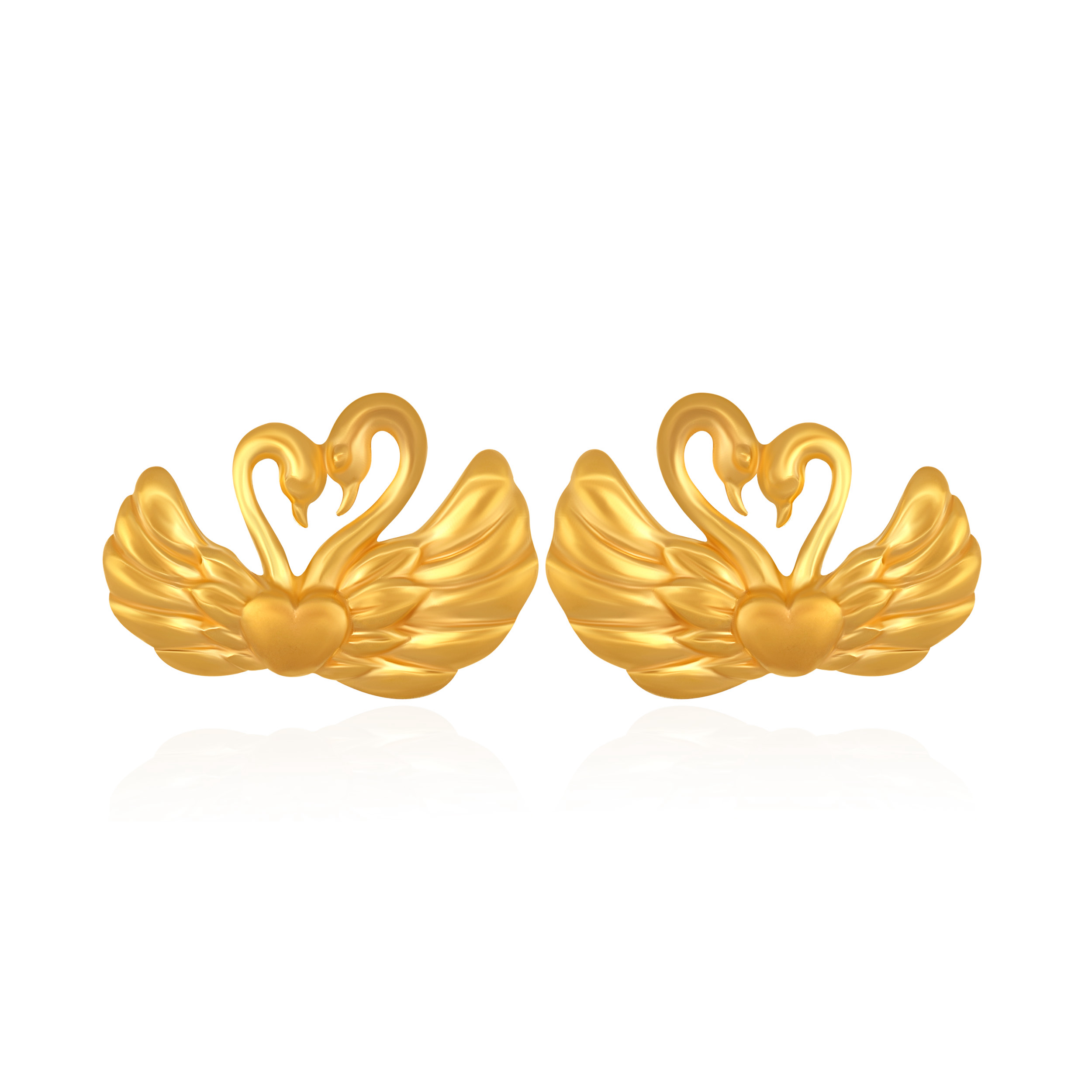 Swan Embrace Gold Studs - Senco Gold and Diamonds