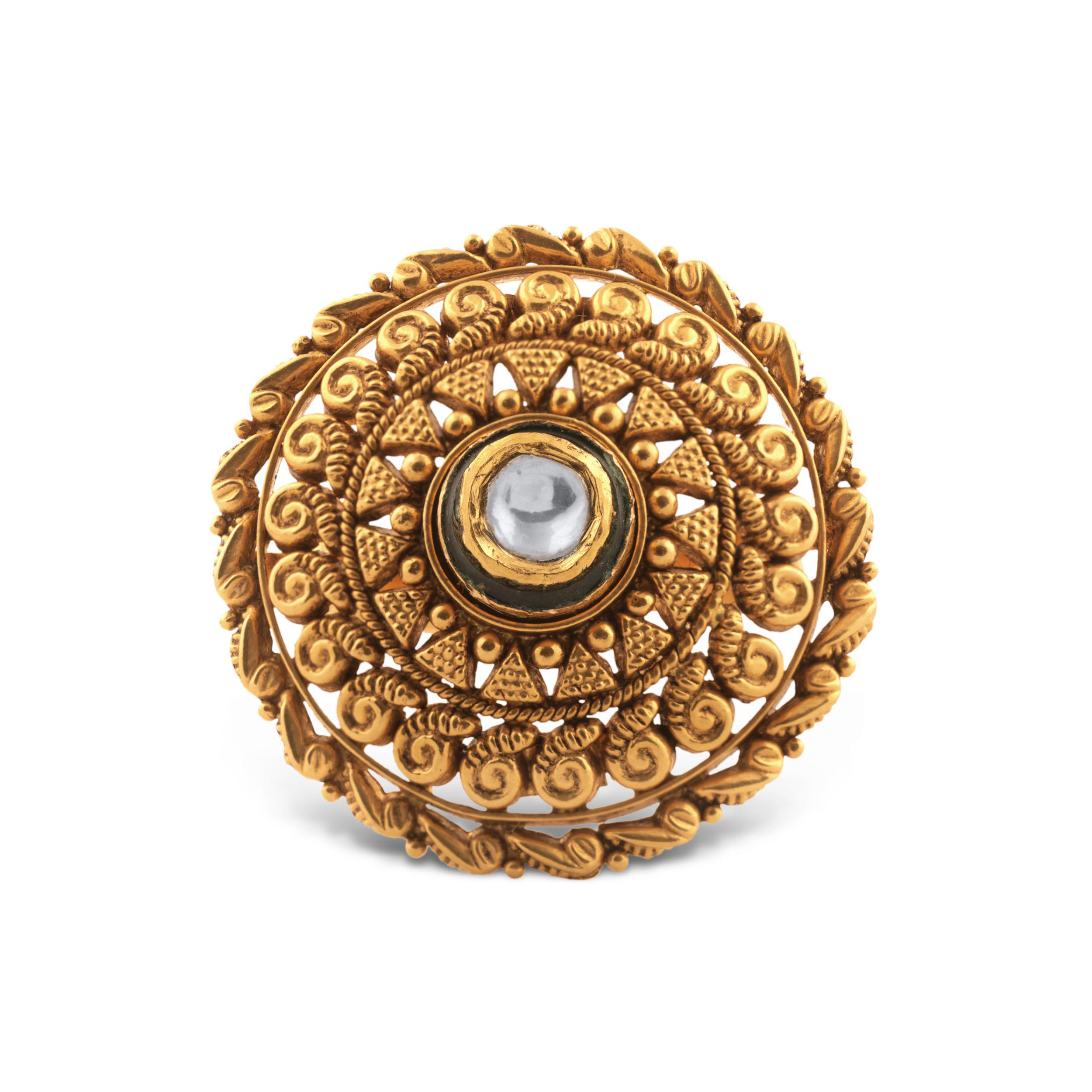 Regalia Luxe Kundan Gold Ring - Senco Gold and Diamonds