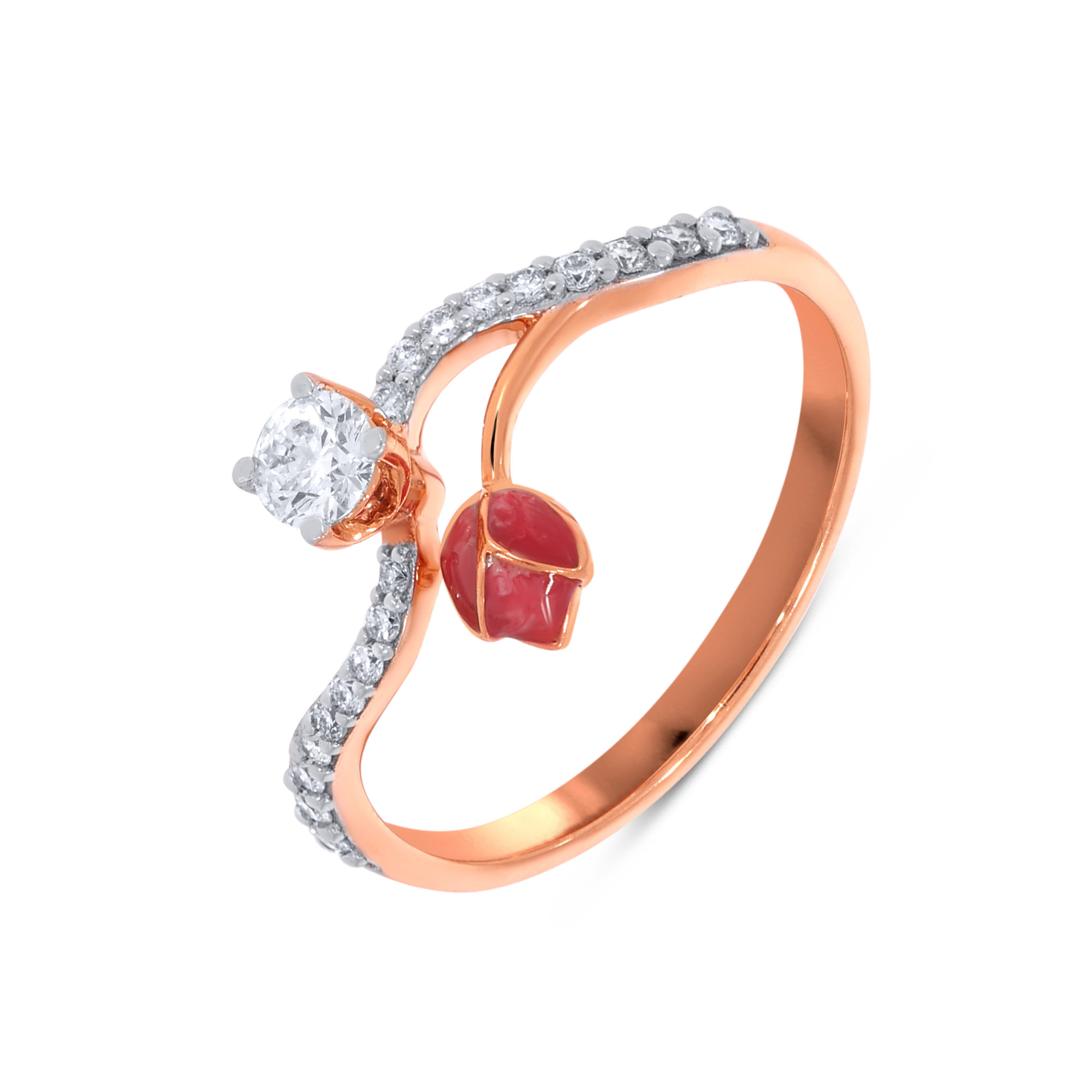 18K Rose Gold Diamond Ring-DLR-D000754604 - Senco Gold and Diamonds