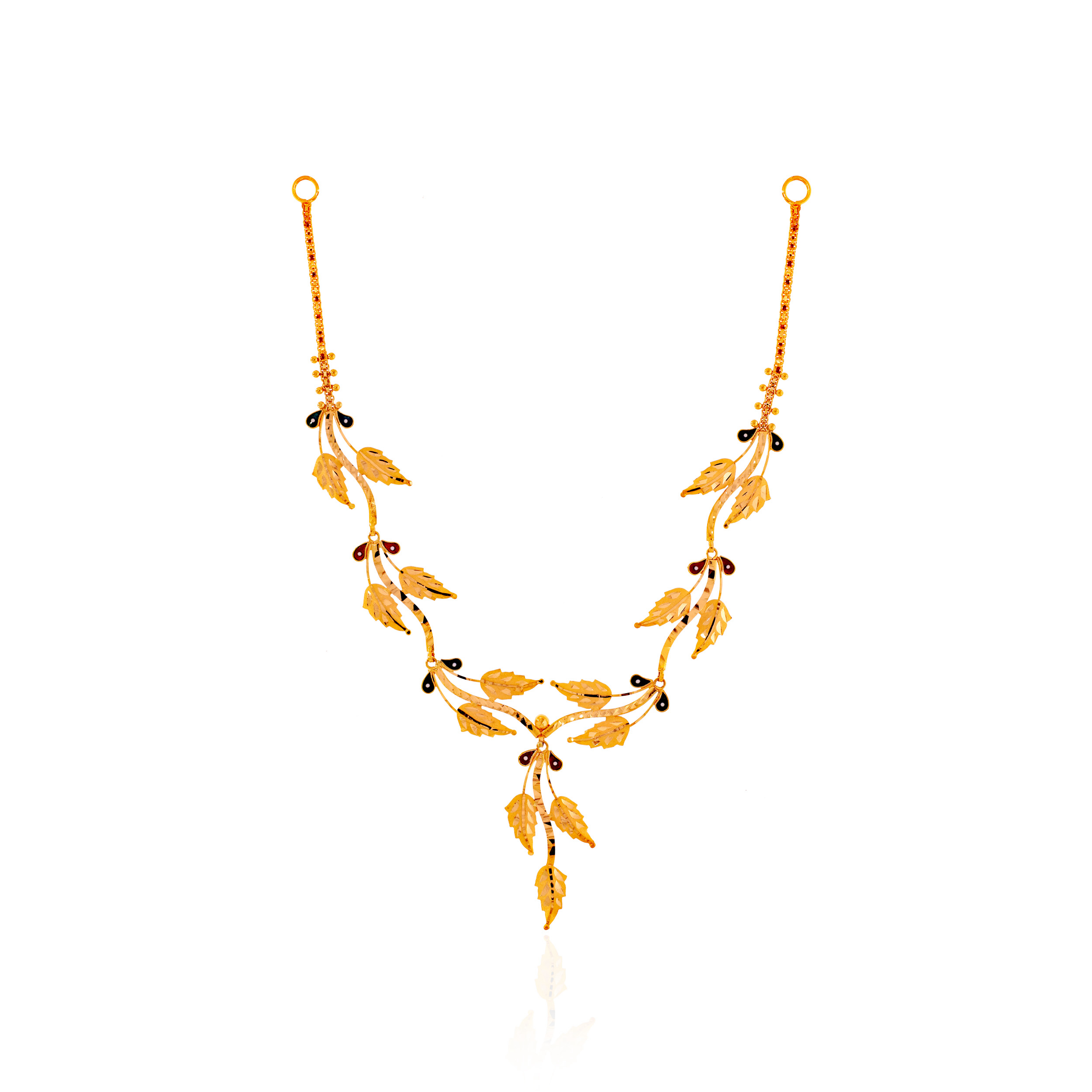 Flameleaf Meenakari Gold Necklace - Senco Gold and Diamonds
