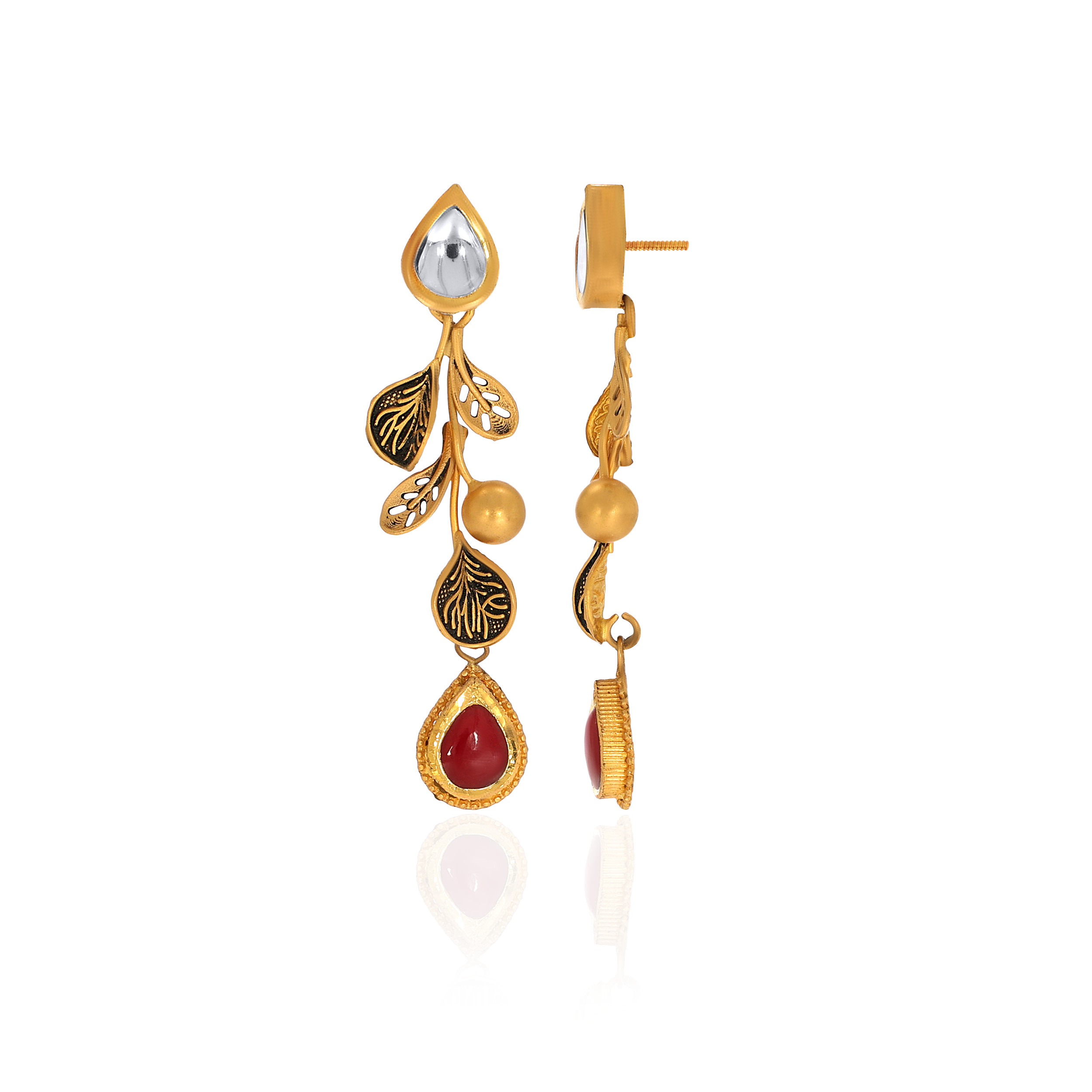 22K Yellow Gold Kundan Drop Earrings-GPNGP-D000670269 - Senco Gold and Diamonds