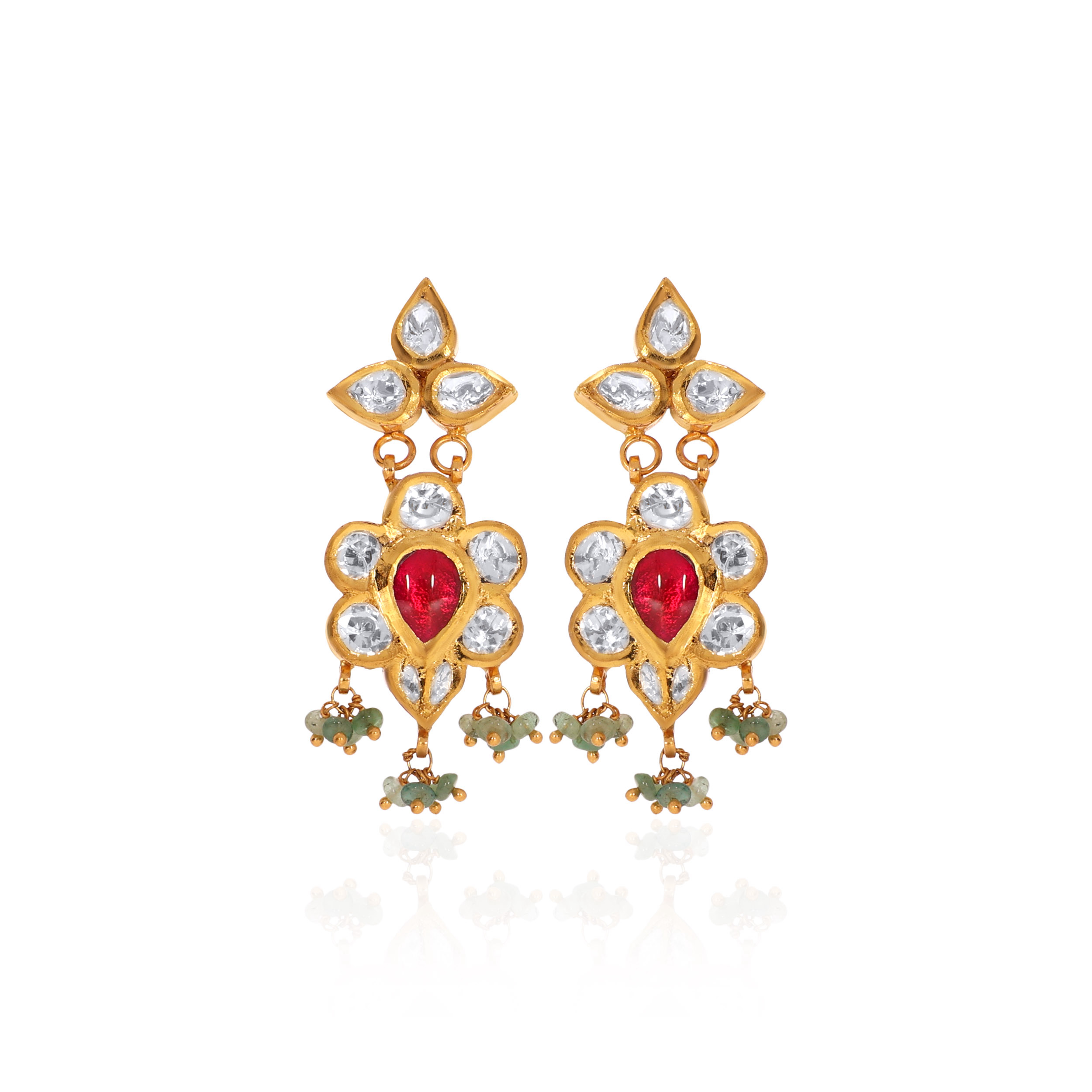 22K Yellow Gold Kundan Earrings-GPGN-D000788485 - Senco Gold and Diamonds