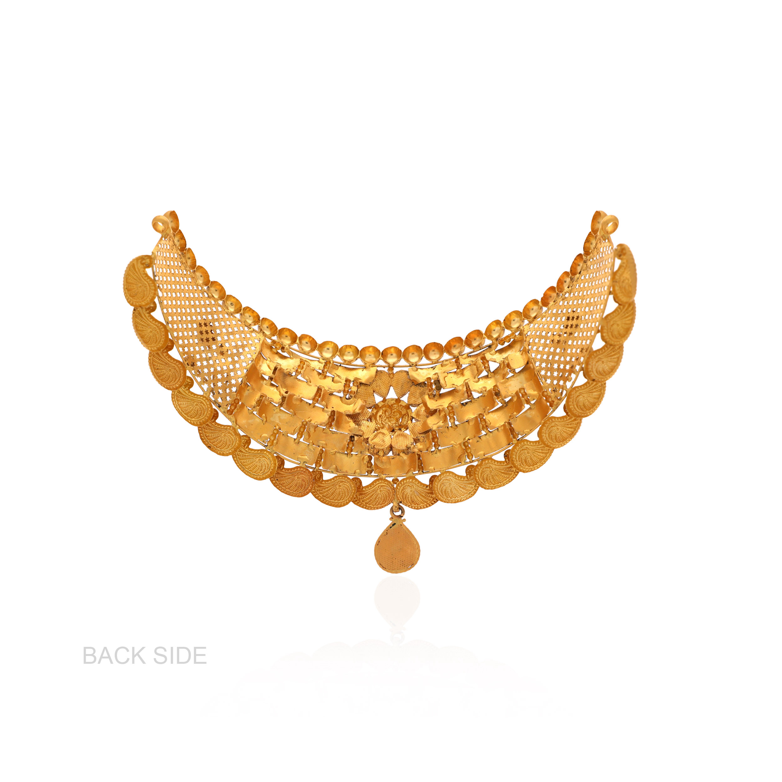 Shiny Bloom Antique Gold Kundan Choker Necklace - Senco Gold and Diamonds
