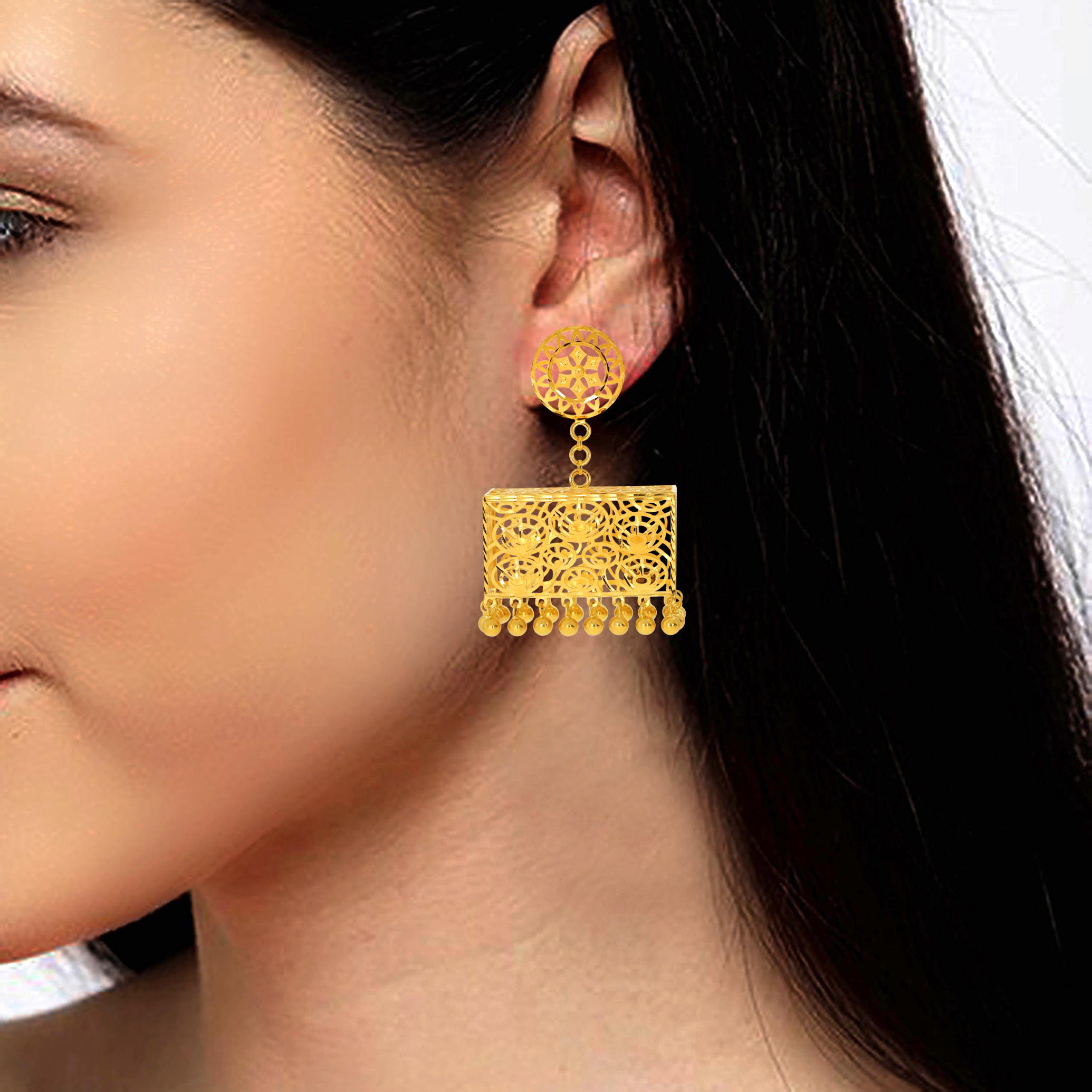 Gift of Beauty Gold Danglers - Senco Gold and Diamonds