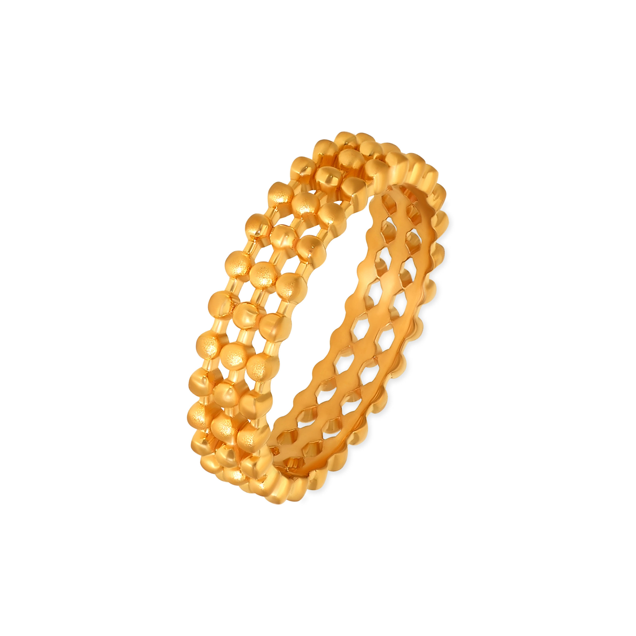 Triple Row Beaded Gold Ring - Senco Gold and Diamonds