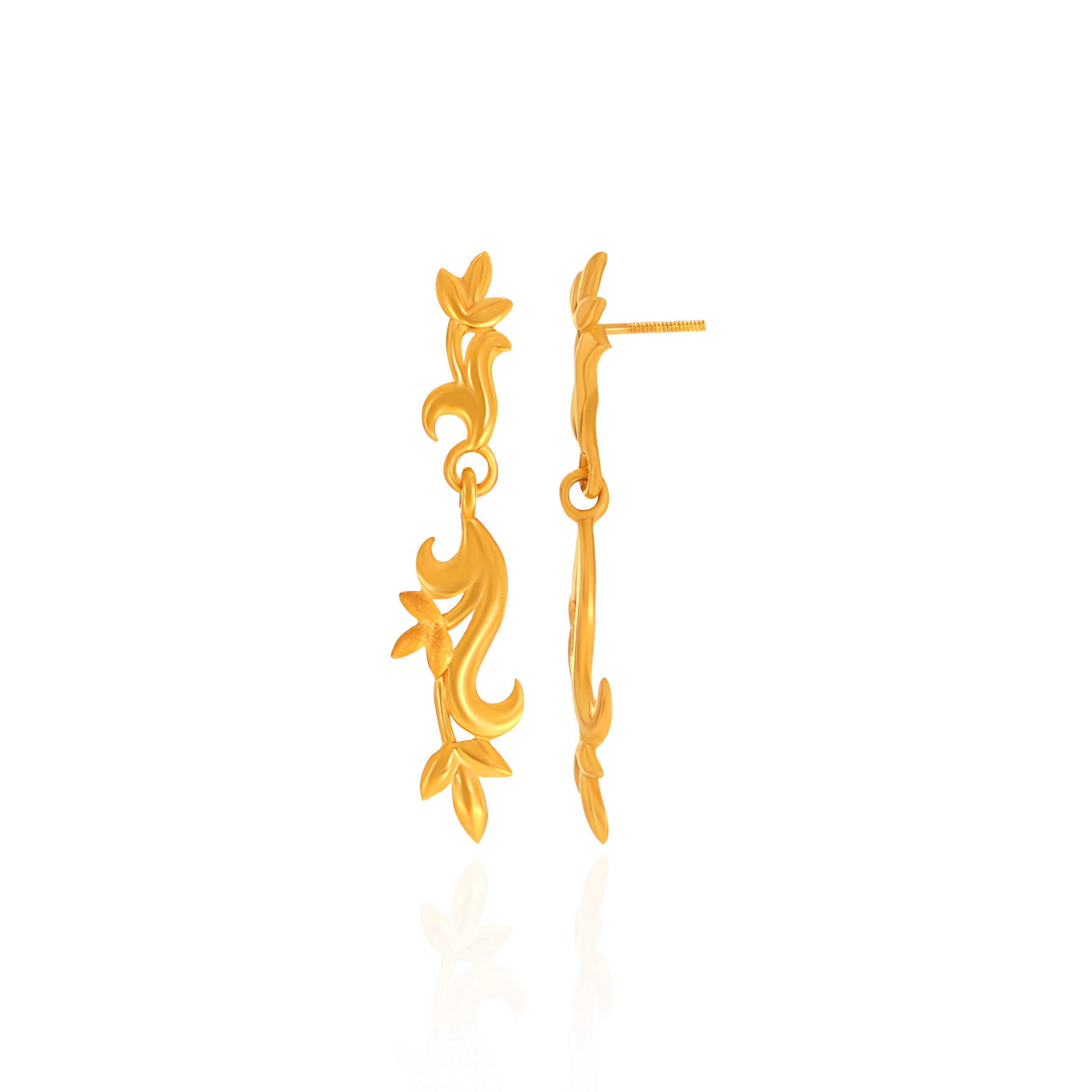 Dances of the Ivy Gold Dangler Earrings - Senco Gold and Diamonds