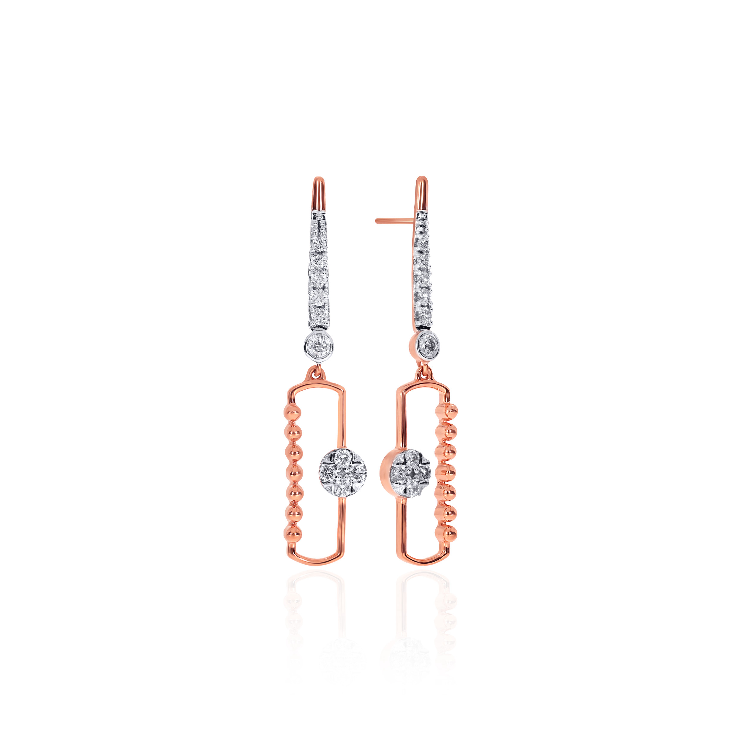 14K Rose Gold Diamond Drop Earrings-DT-D000760580 - Senco Gold and Diamonds