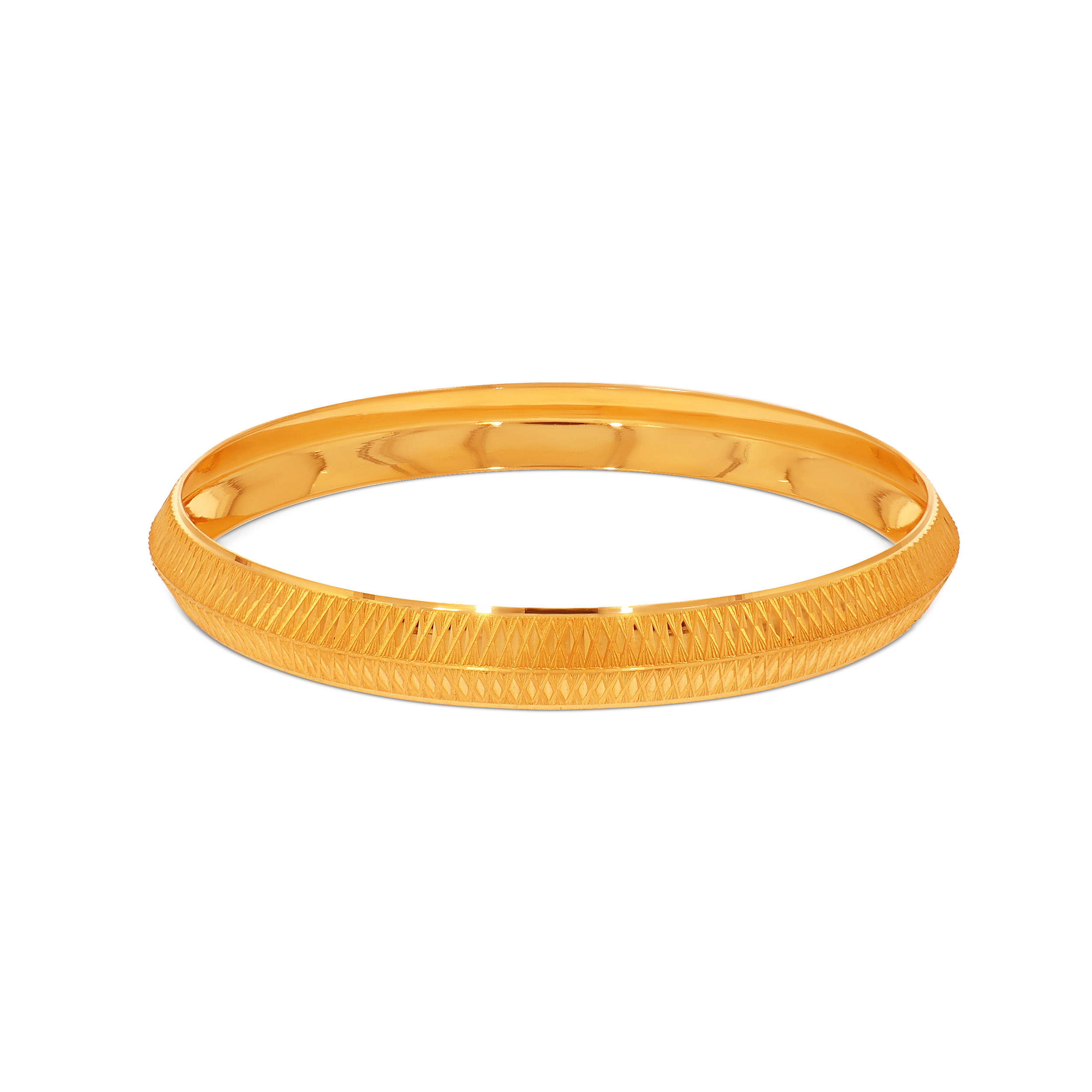 Cross-Patterned Motif Men's Gold Kada - Senco Gold and Diamonds