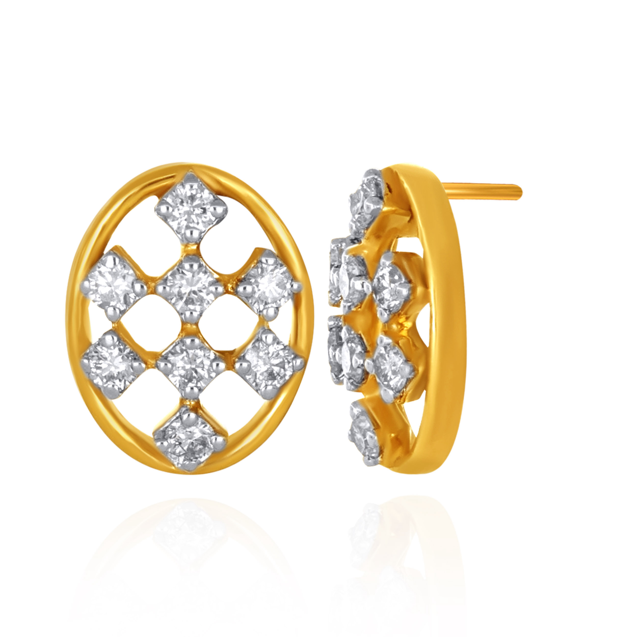 Oval Weave Diamond Studs - Senco Gold and Diamonds