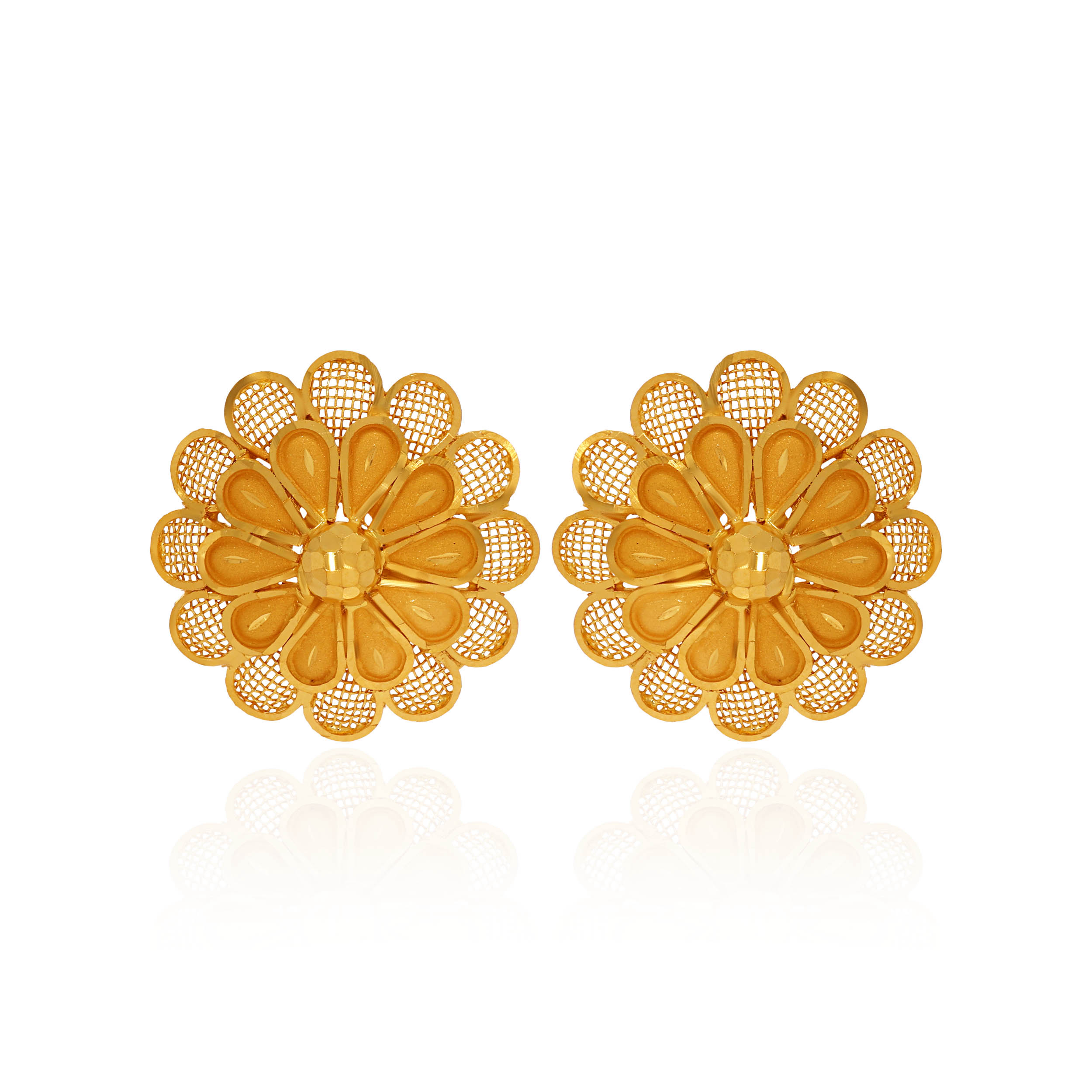 Filigree Floret Gold Studs - Senco Gold and Diamonds