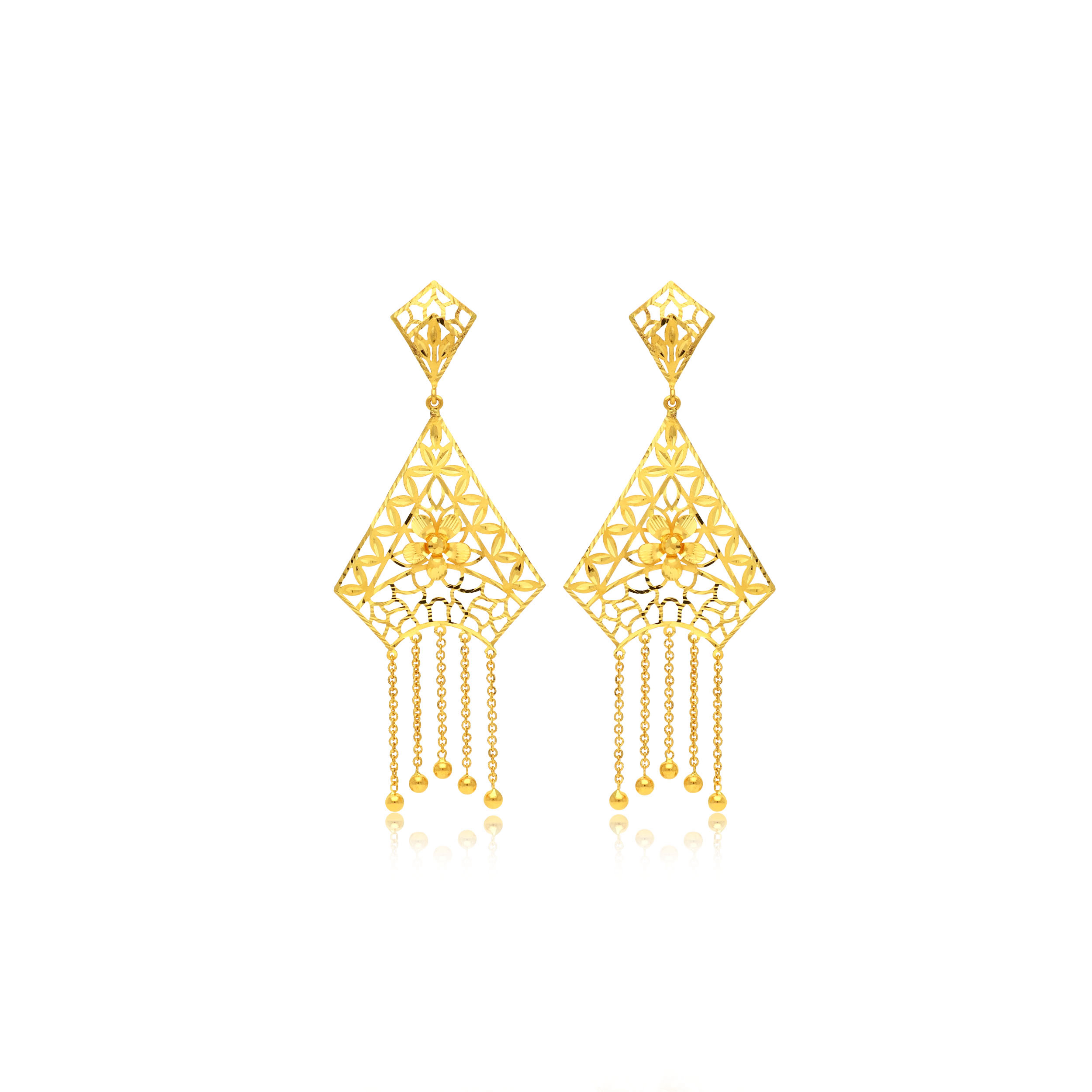 Geometric Delight Gold Danglers - Senco Gold and Diamonds