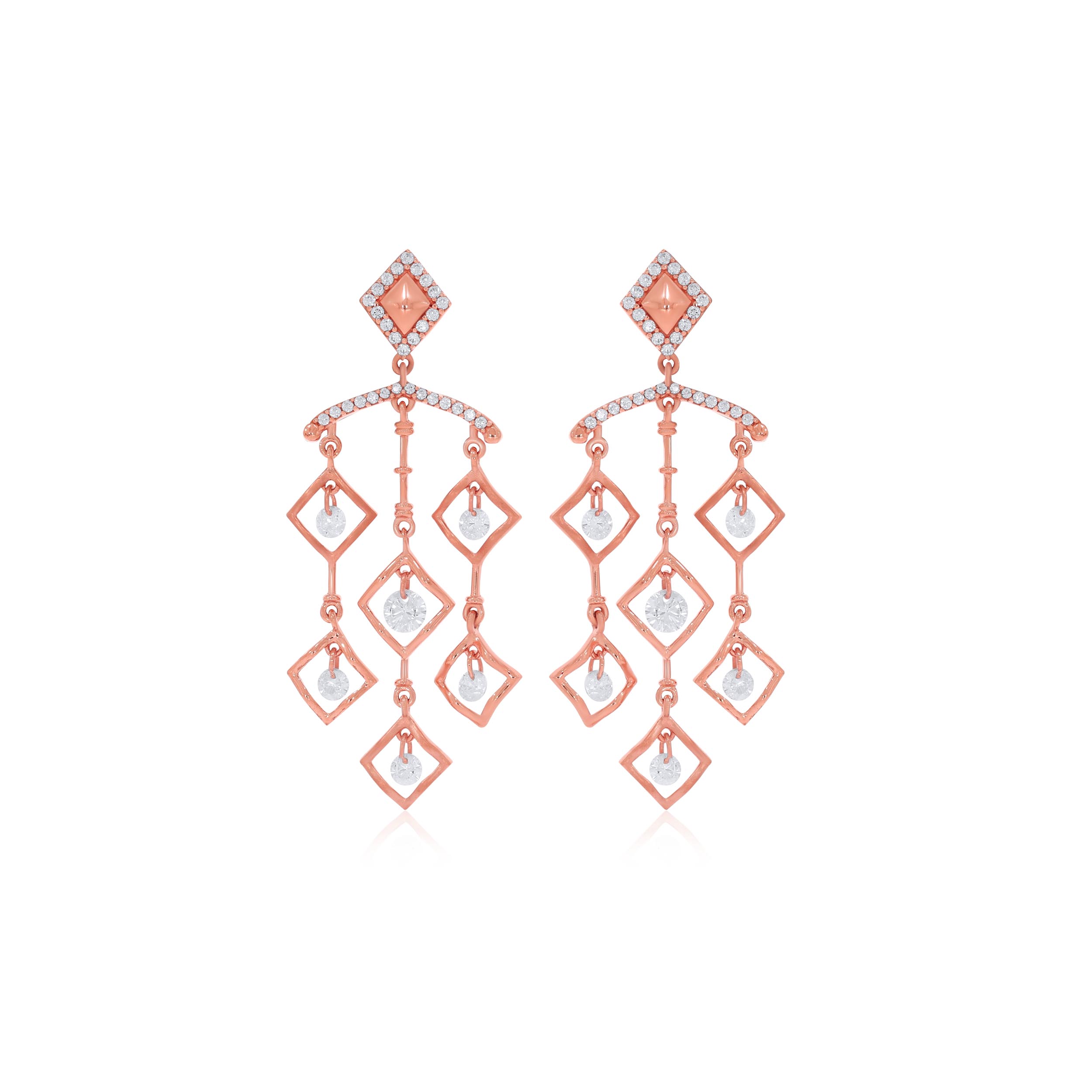 Dripping Rhombus Gold Danglers - Senco Gold and Diamonds