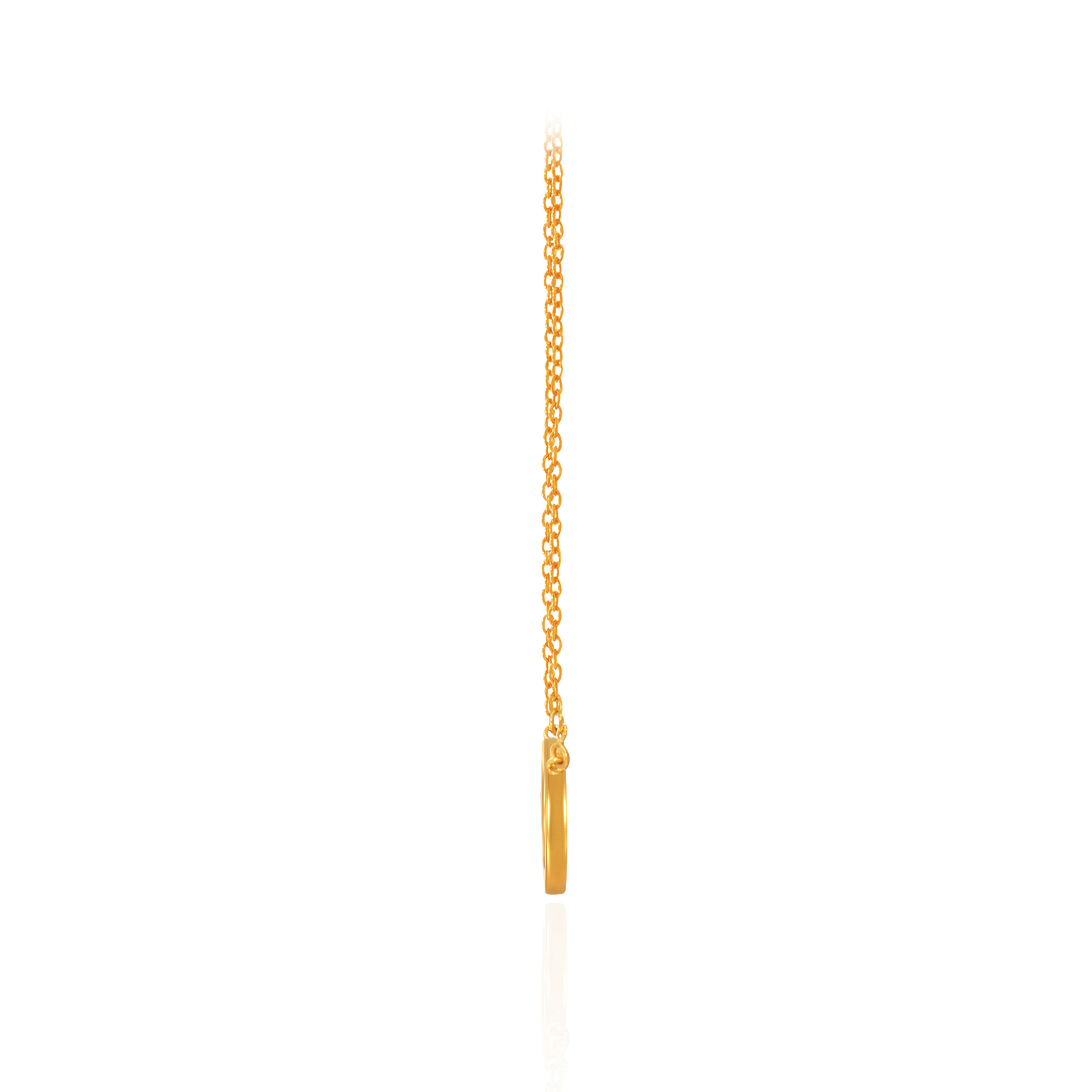 Oval Outline Minimal Gold Chain Pendant - Senco Gold and Diamonds