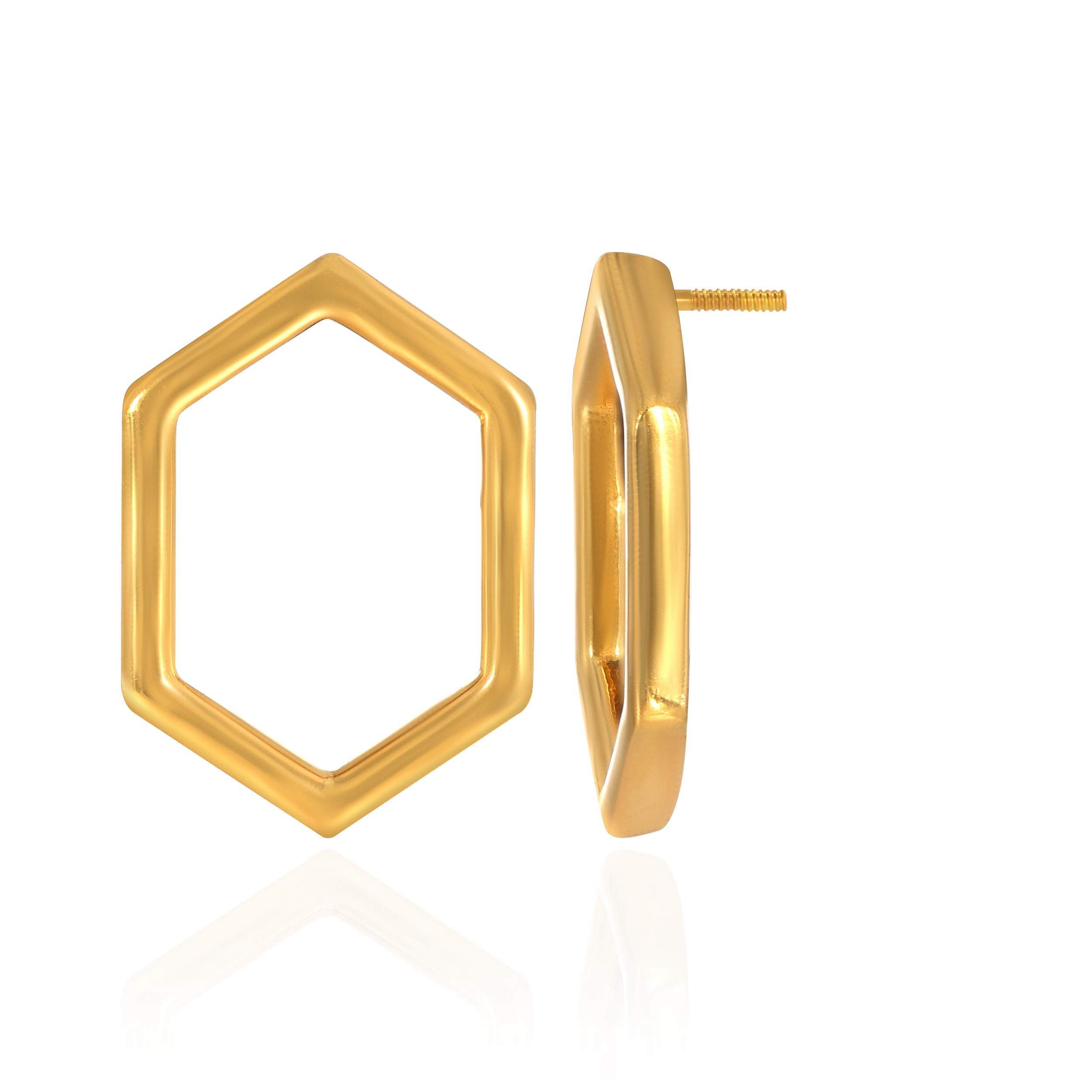 Minimalist Hexa Gold Earrings - Senco Gold and Diamonds