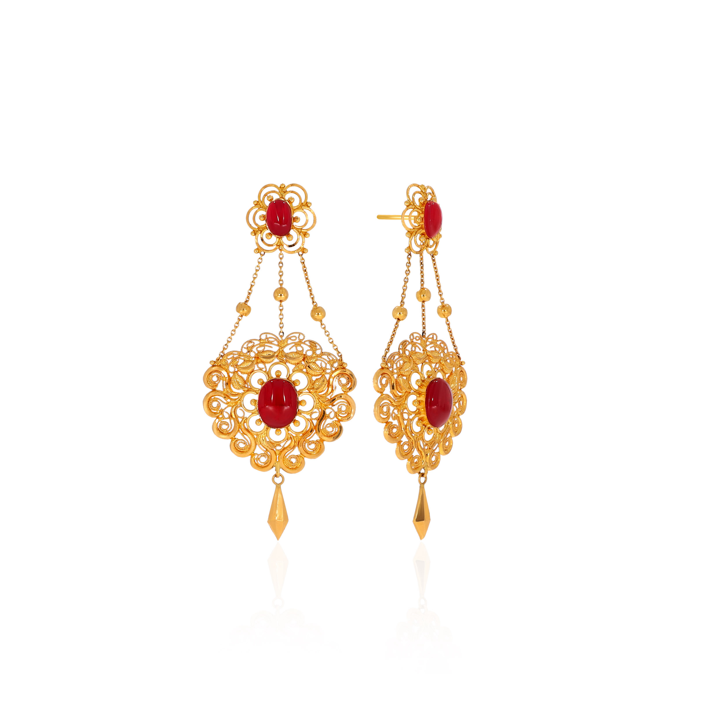 22K Yellow Gold Drop Earrings-GPGN-D000568050 - Senco Gold and Diamonds