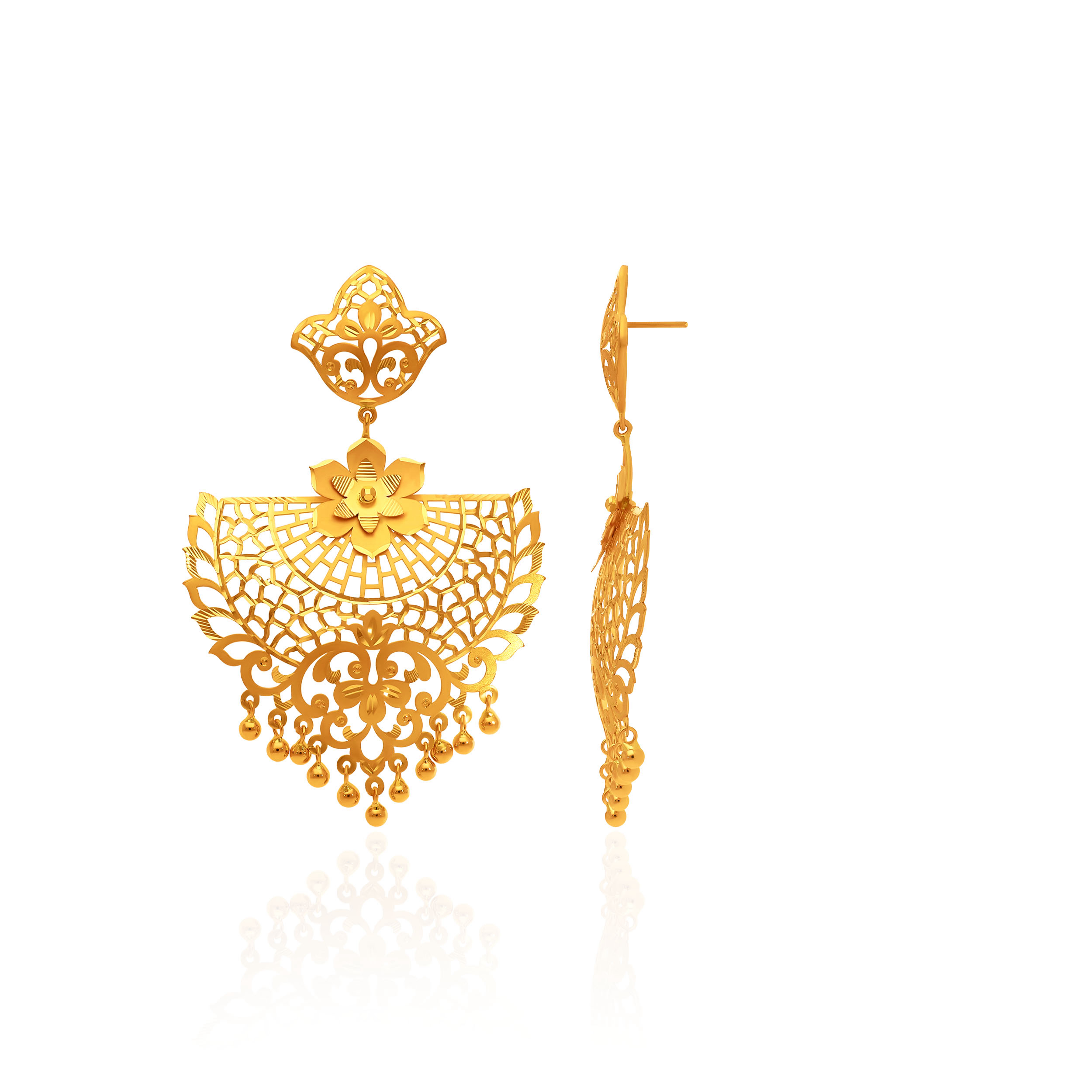 Enchanted Bloom Laser-Cut Gold Earrings - Senco Gold and Diamonds