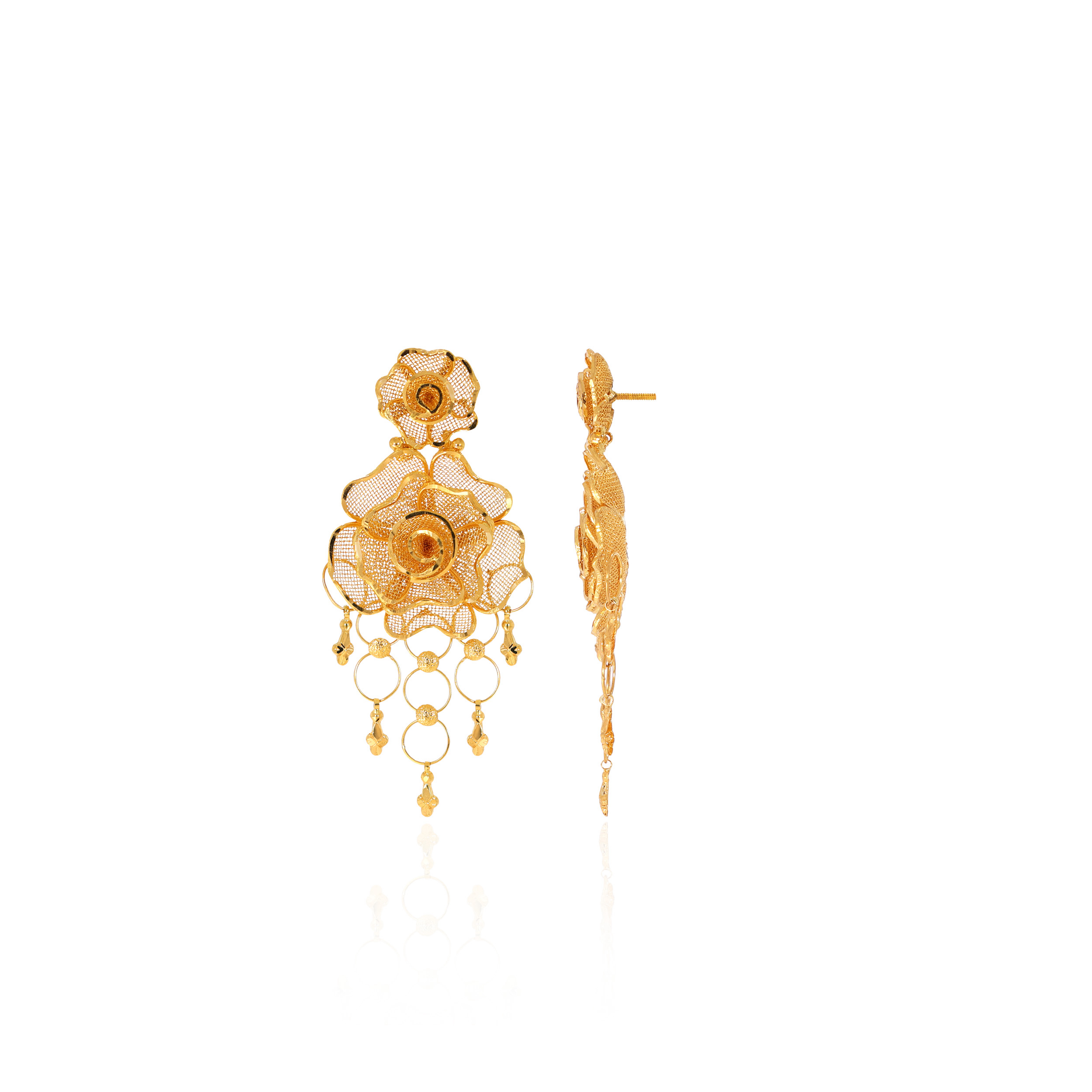 Rosy Opulence Gold Danglers - Senco Gold and Diamonds