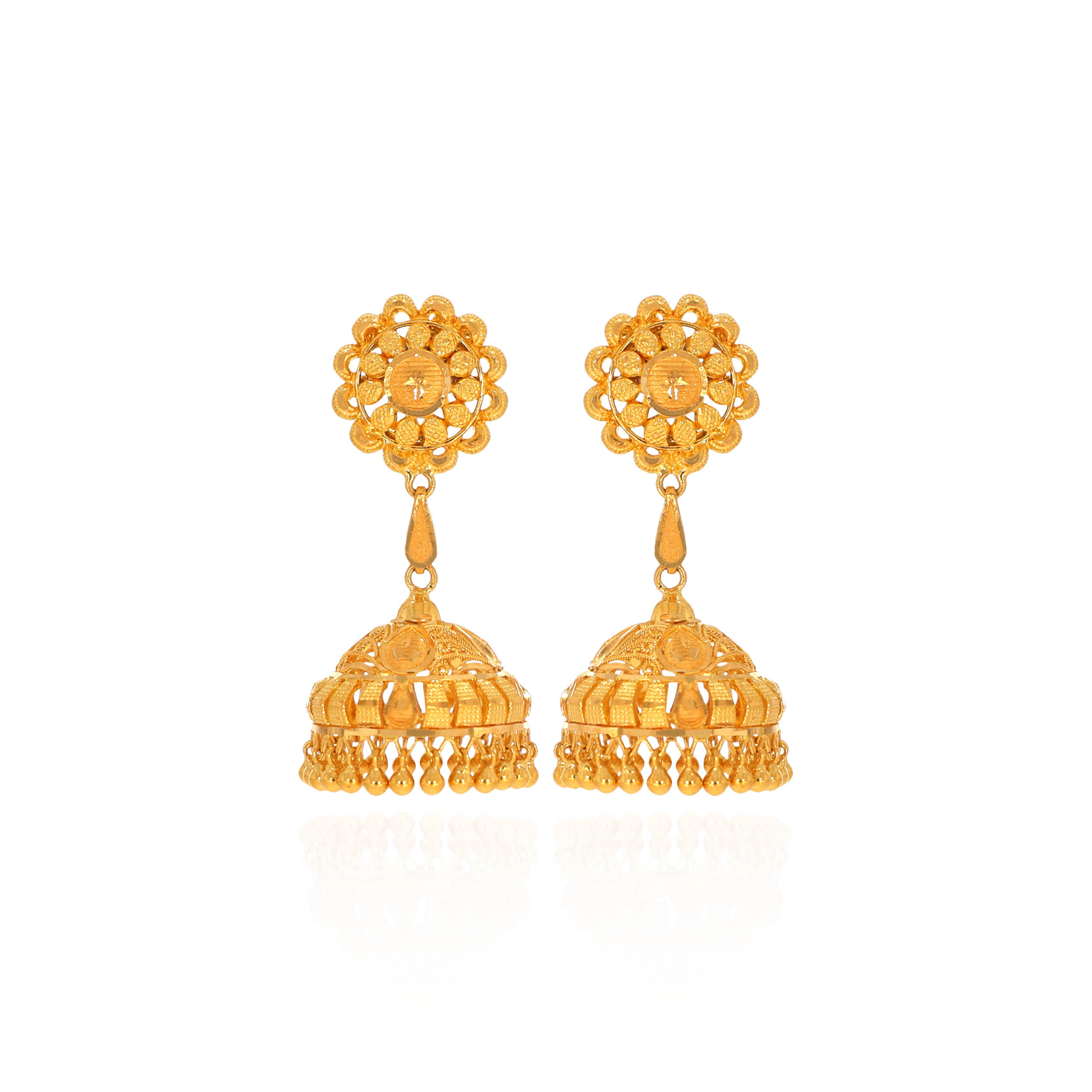 Opulent Charm Ethnic Gold Jhumkas - Senco Gold and Diamonds