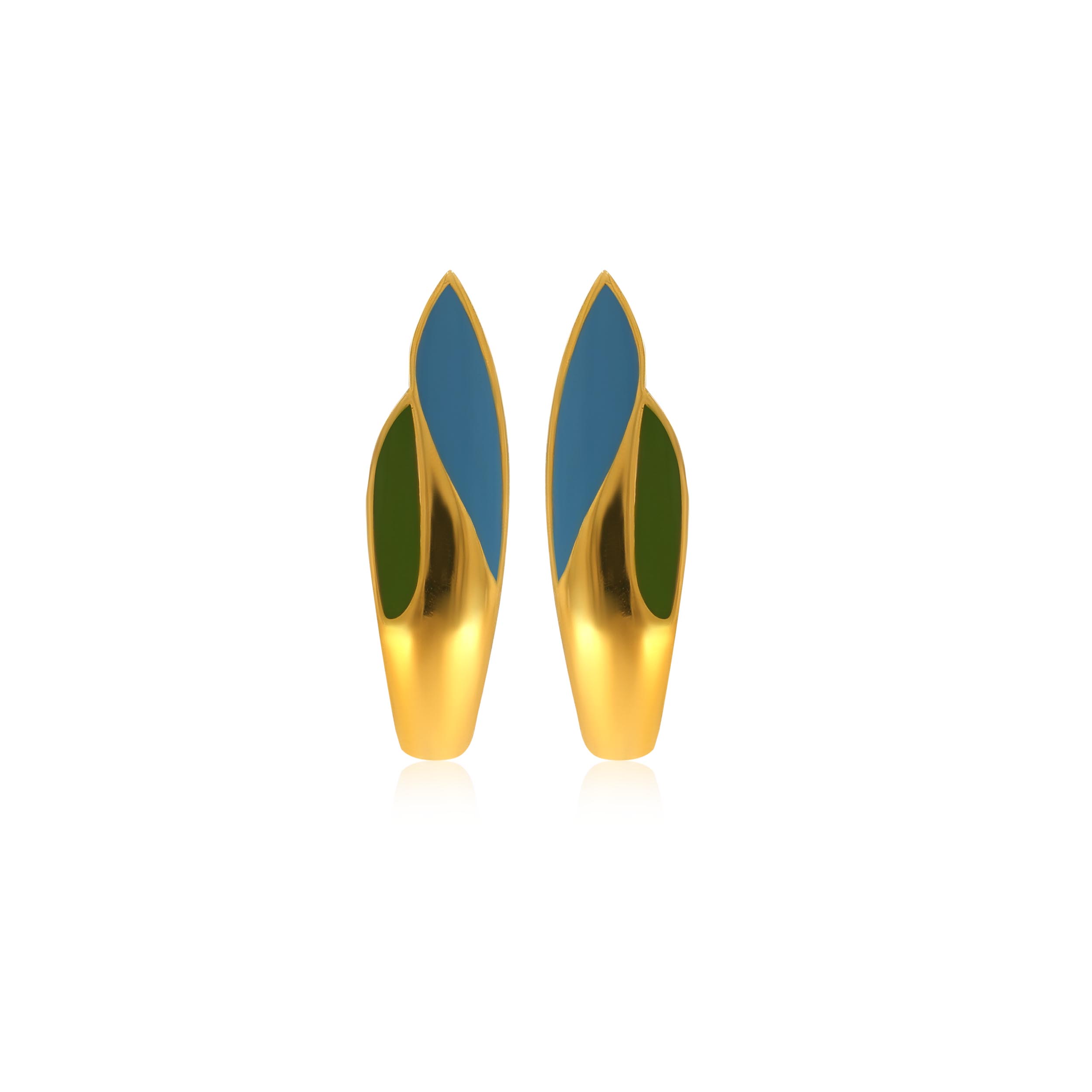 Leafy Duo Gold Studs - Senco Gold and Diamonds