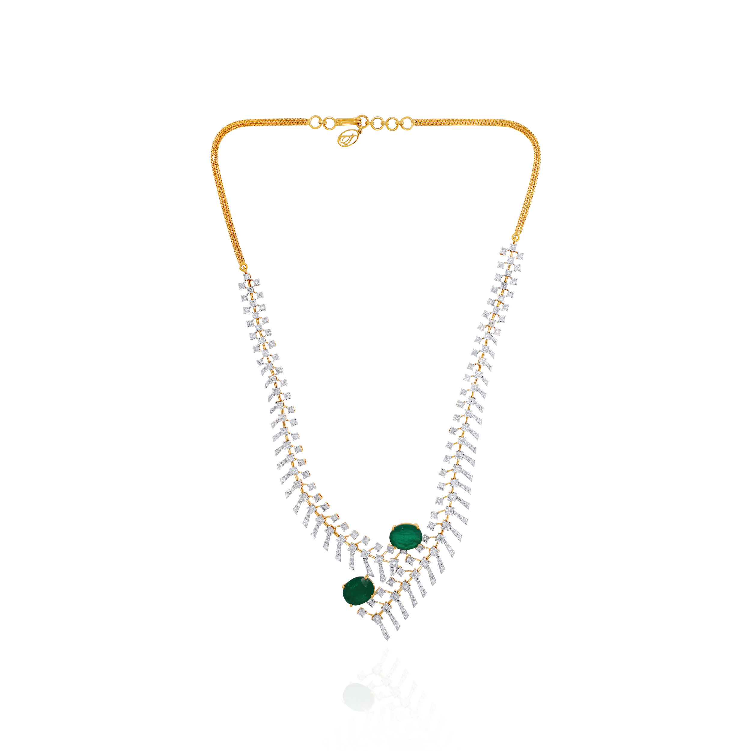 Verdant Twin Diamond Gold Necklace - Senco Gold and Diamonds