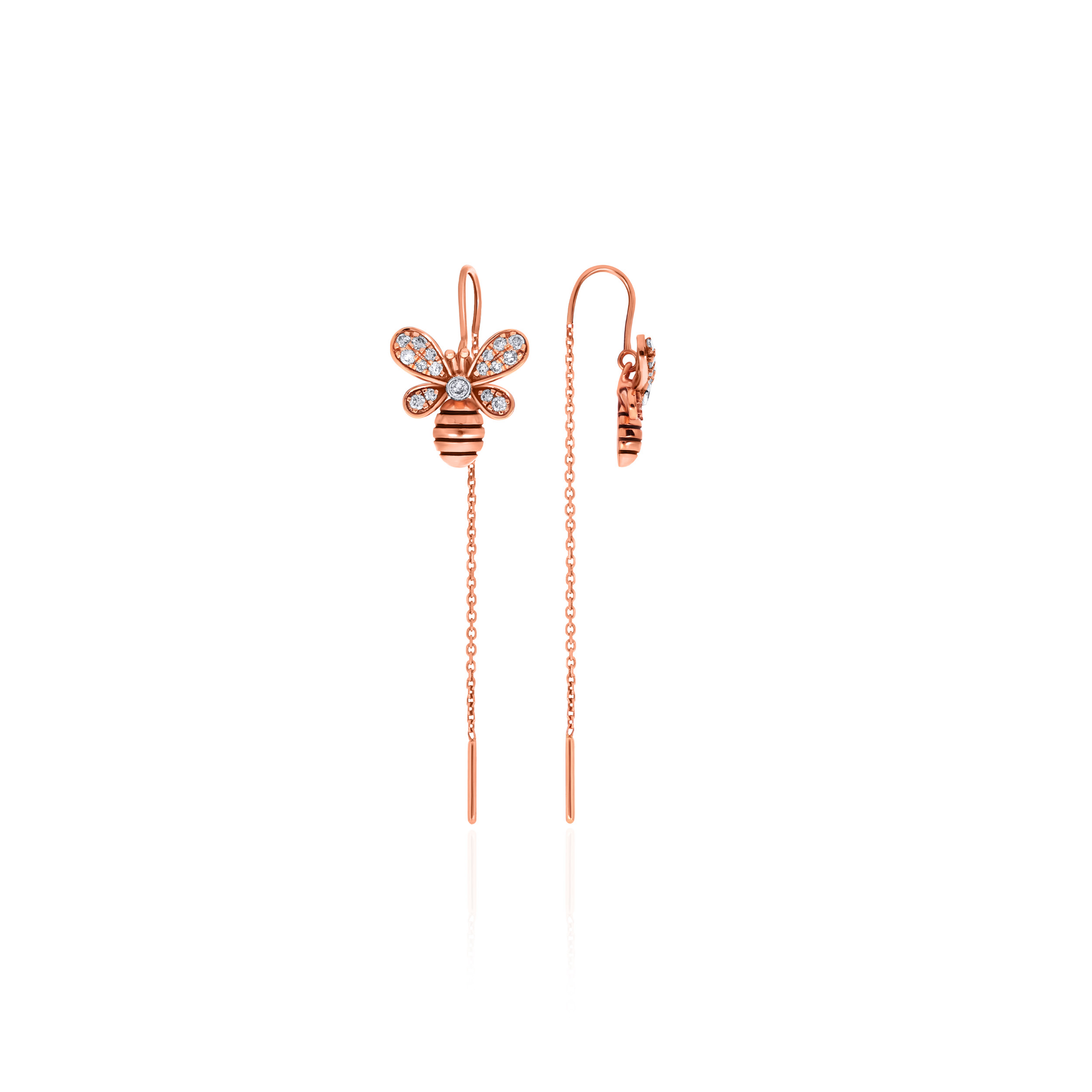 Sweet Bee Sui Dhaga Diamond Earrings - Senco Gold and Diamonds