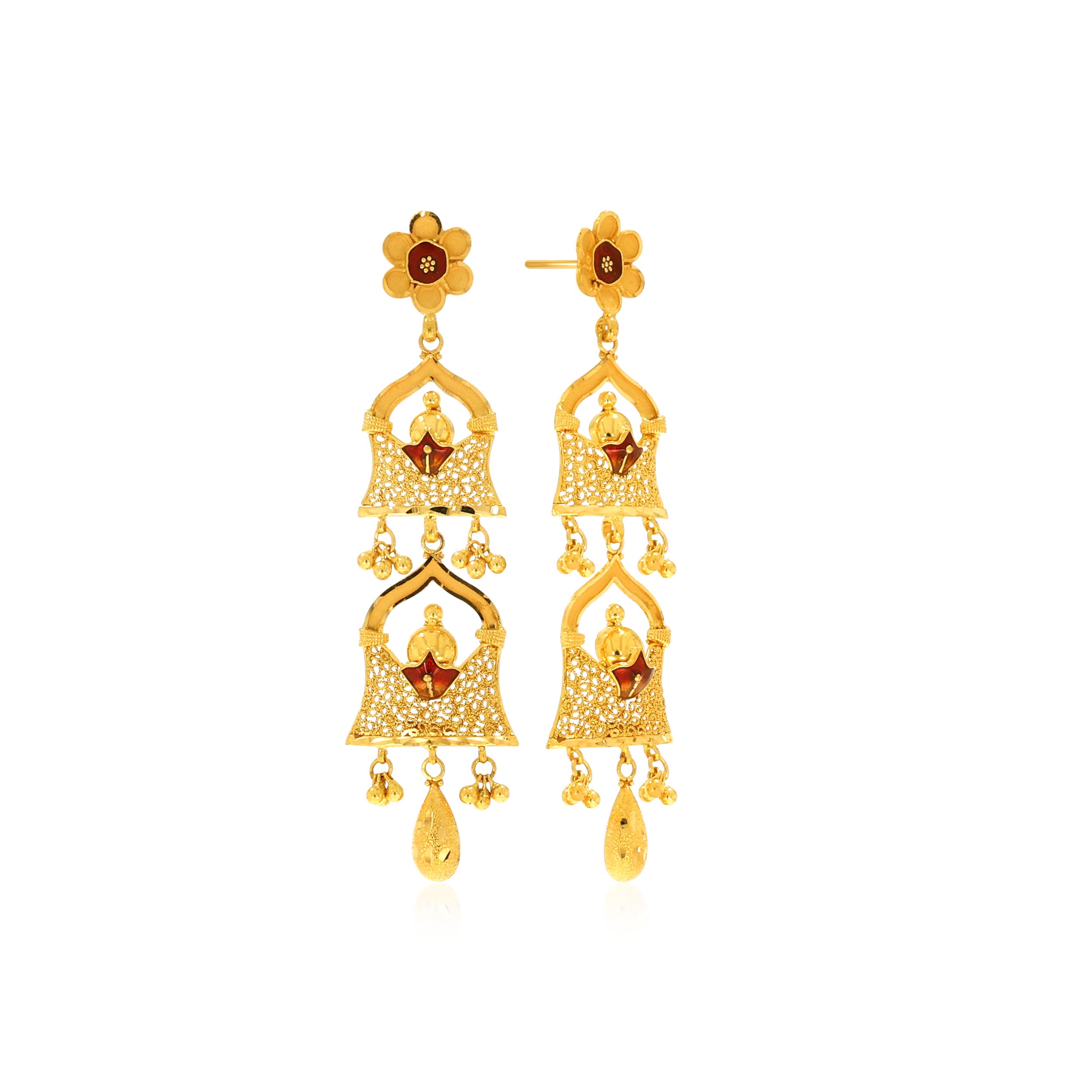Divine Deity Gold Danglers - Senco Gold and Diamonds