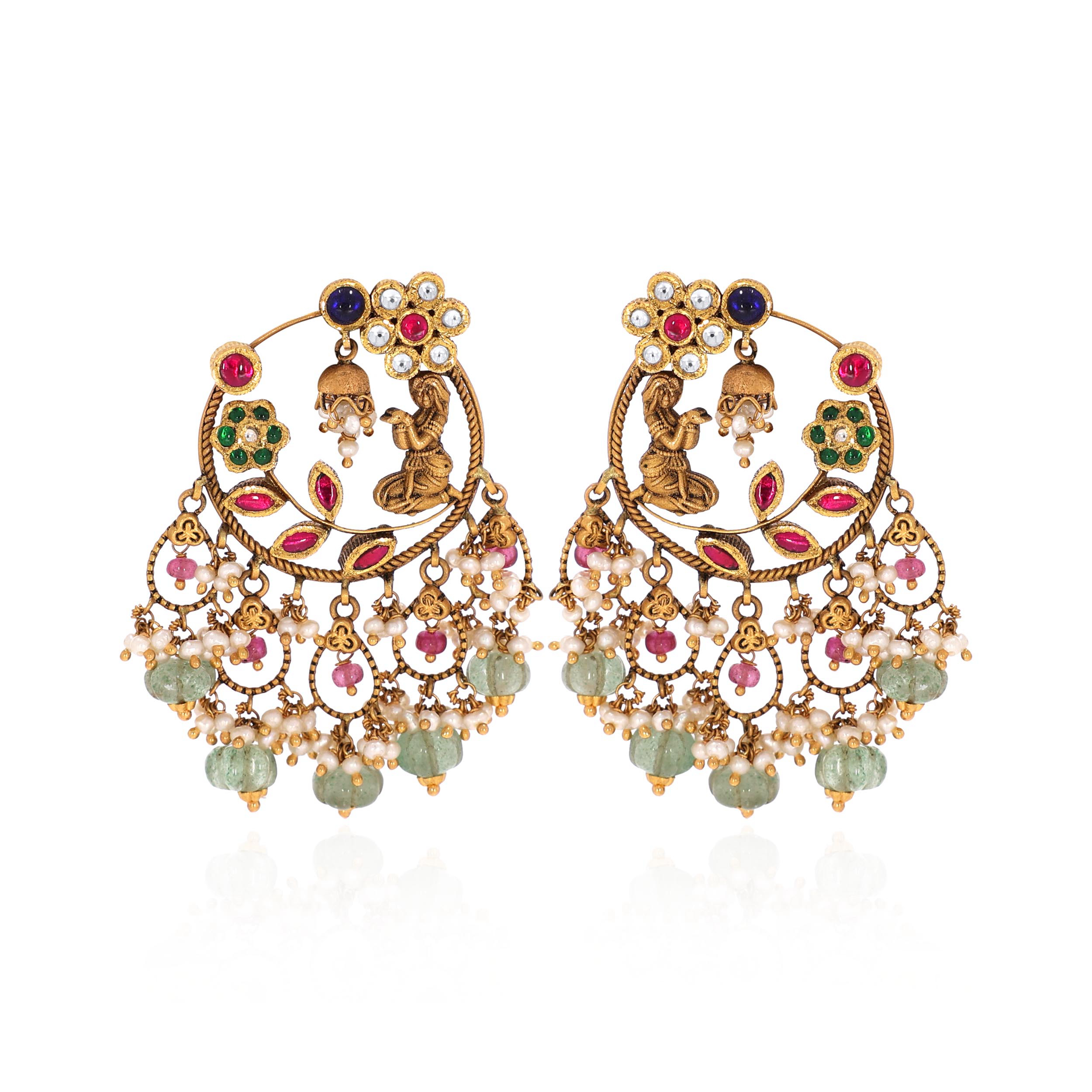 22K Yellow Gold Kundan Earrings-GPGN-D000782902 - Senco Gold and Diamonds
