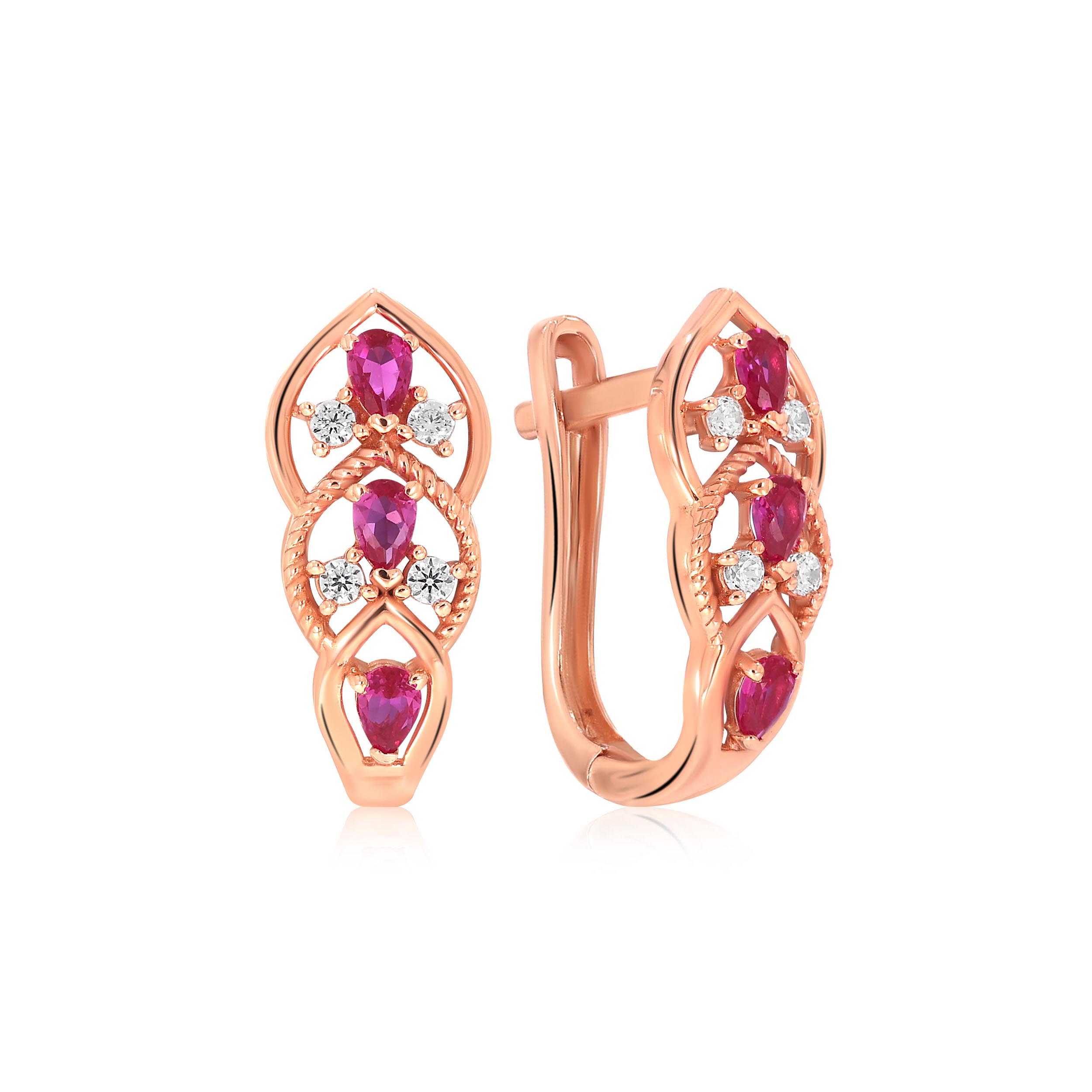 Overlapped Petals Gold Hoop Earrings - Senco Gold and Diamonds