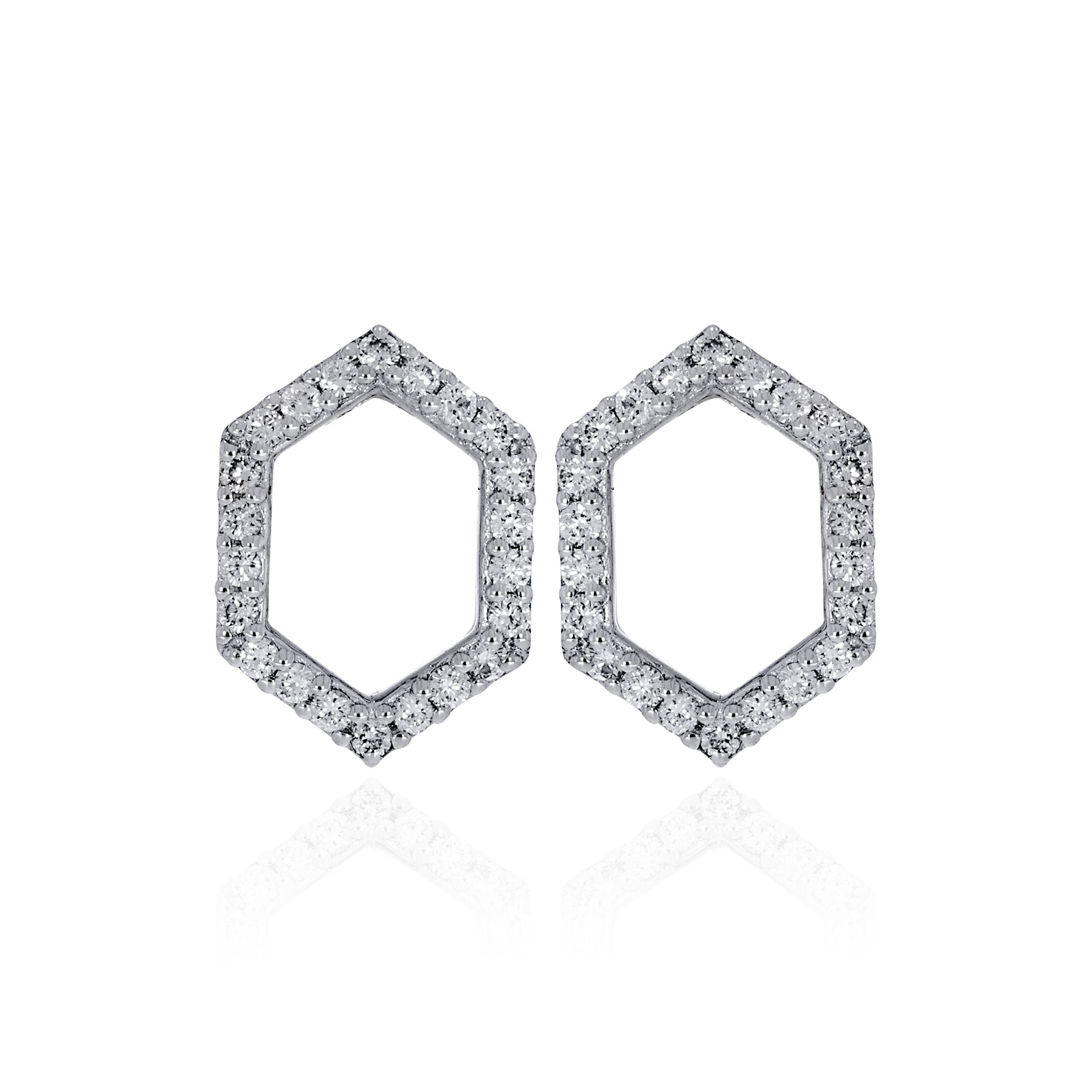 Delicate Hexagon Diamond Studs - Senco Gold and Diamonds