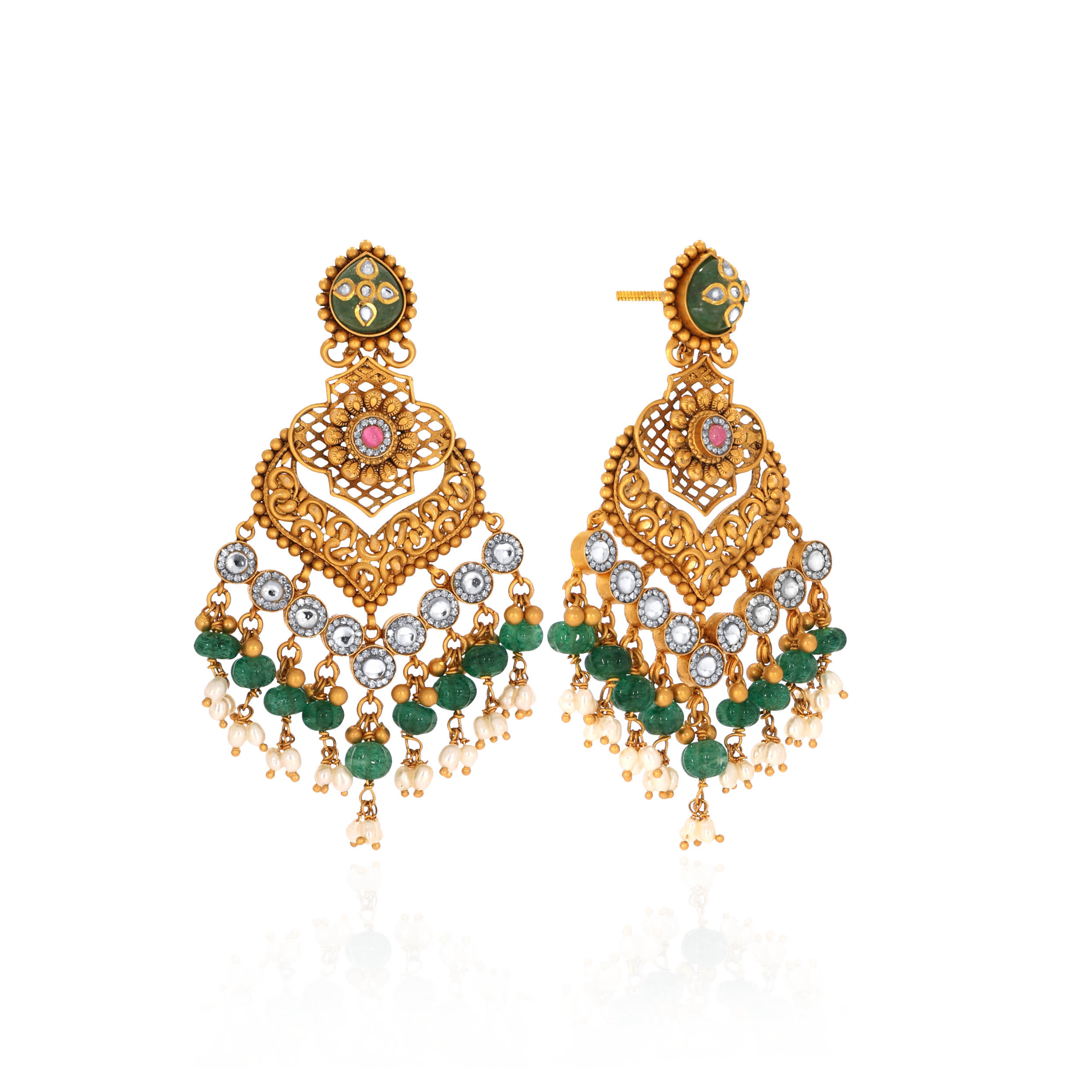 Majestic Grace Kundan Earrings - Senco Gold and Diamonds