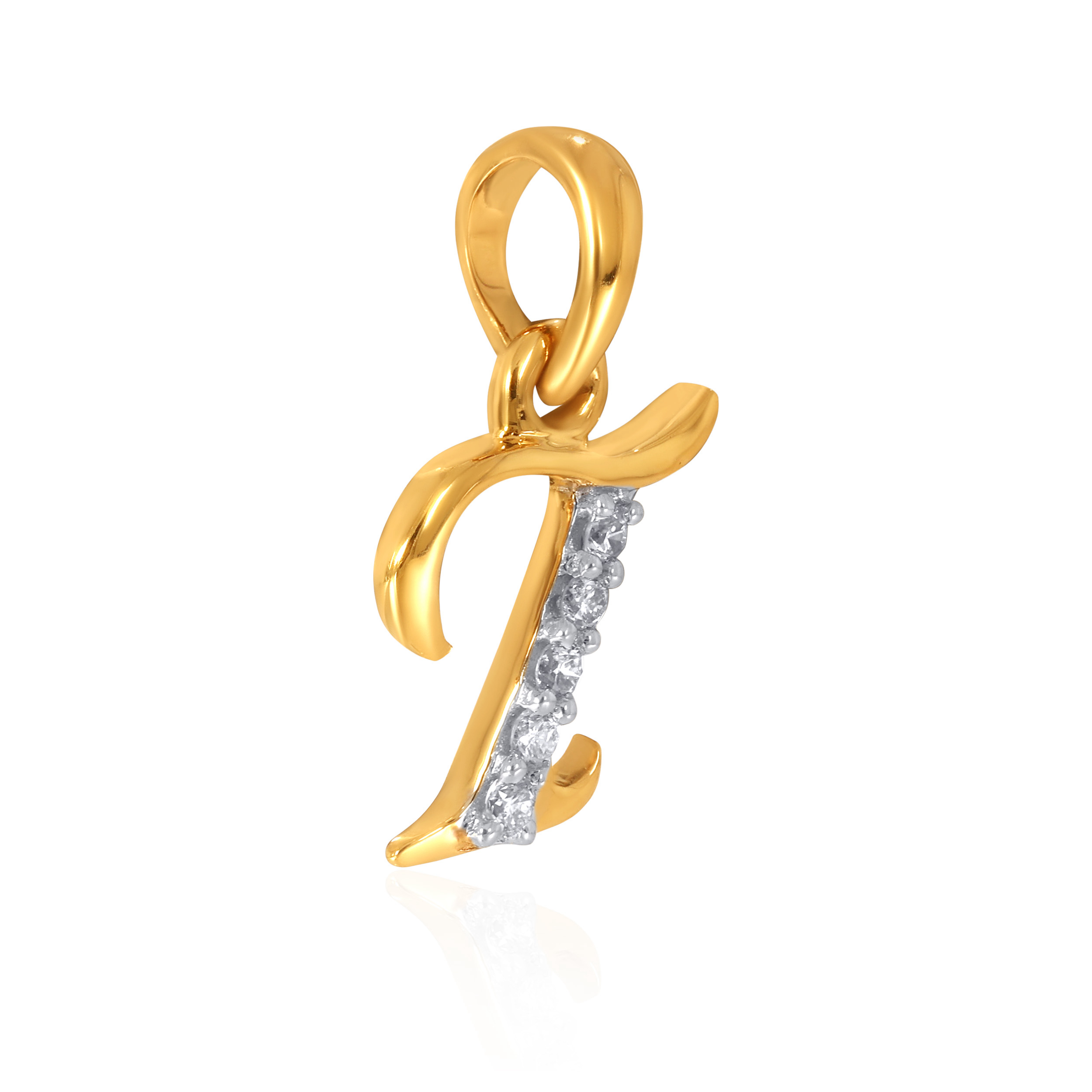 Polished T Alphabet Diamond Pendant - Senco Gold and Diamonds