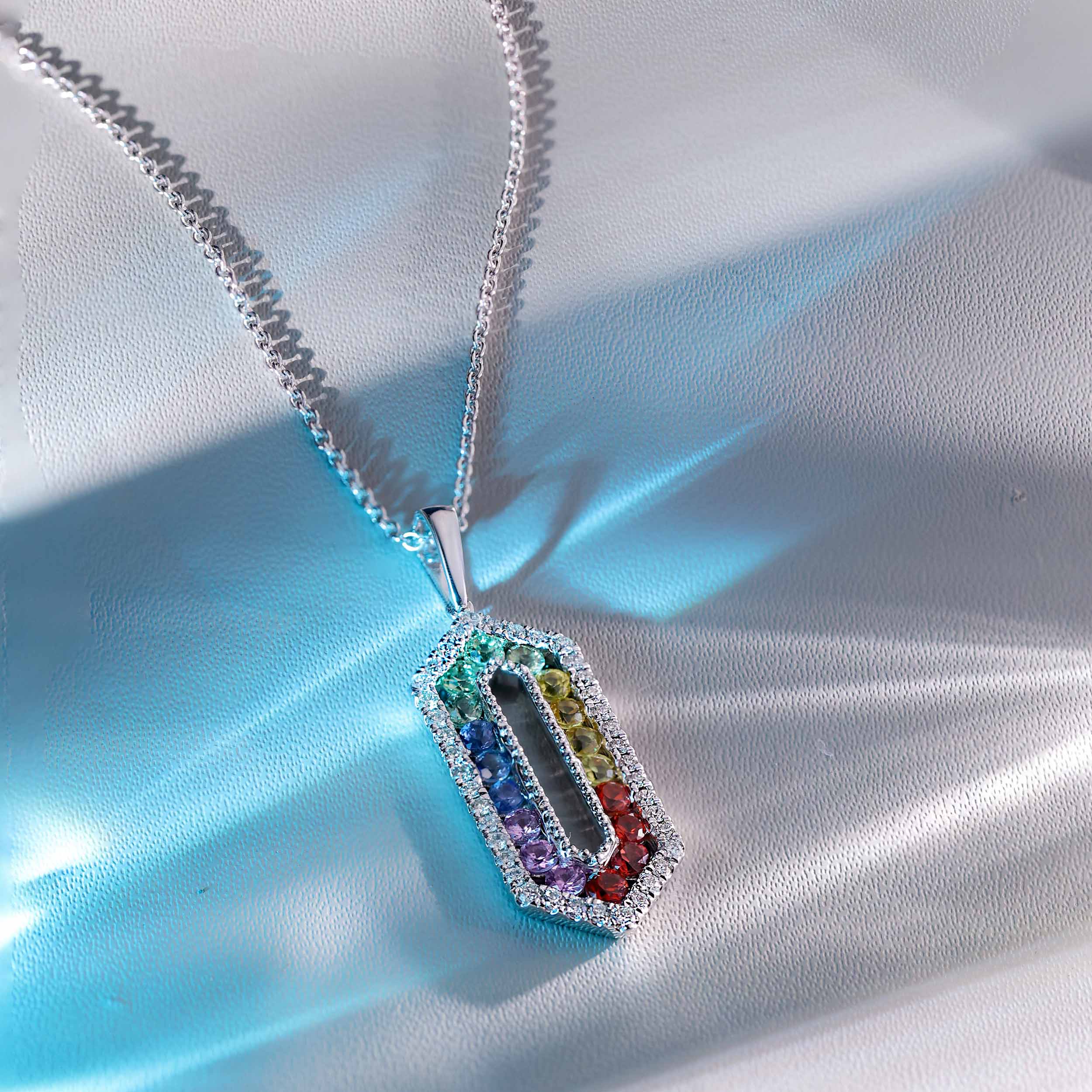 Coloured Sapphires Diamond Pendant - Senco Gold and Diamonds