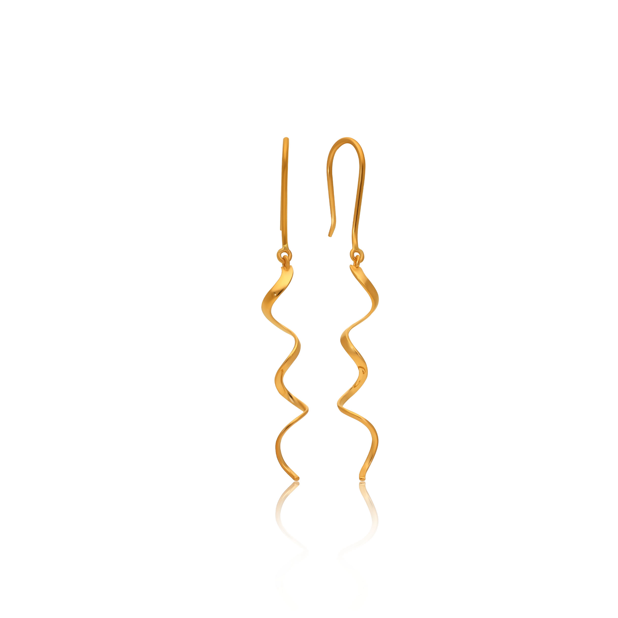 Flowing Lines Gold Long Earrings - Senco Gold and Diamonds