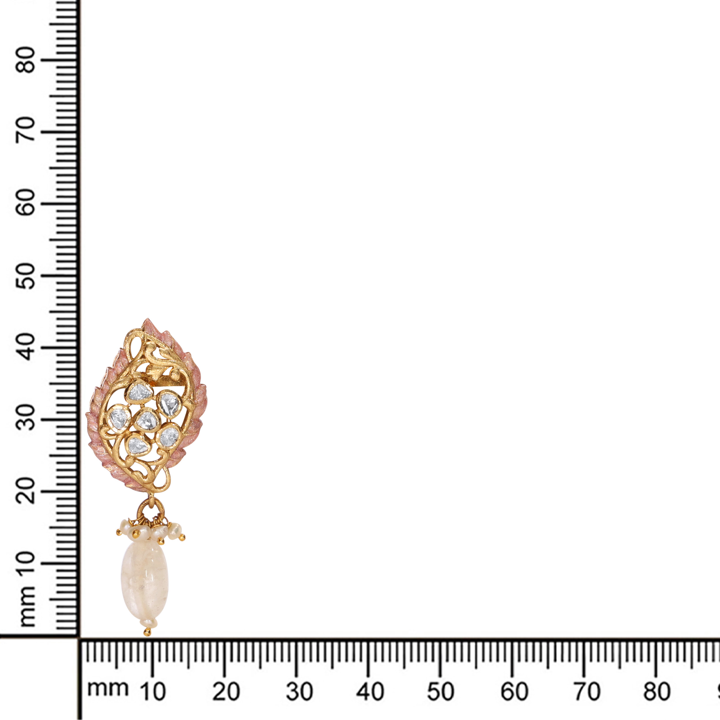 Artistic Leaf Polki Gold Drop Earrings - Senco Gold and Diamonds