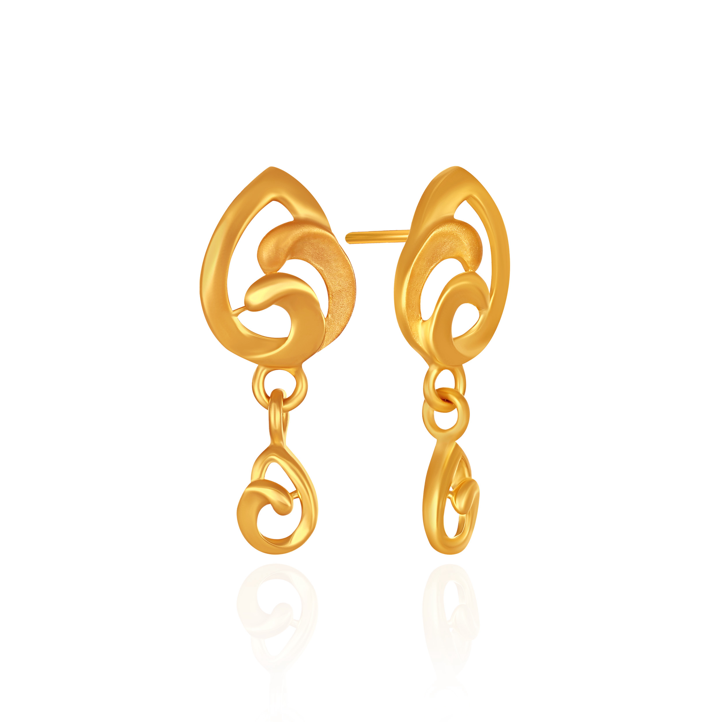 Scrollwork Sway Gold Drop Earrings - Senco Gold and Diamonds