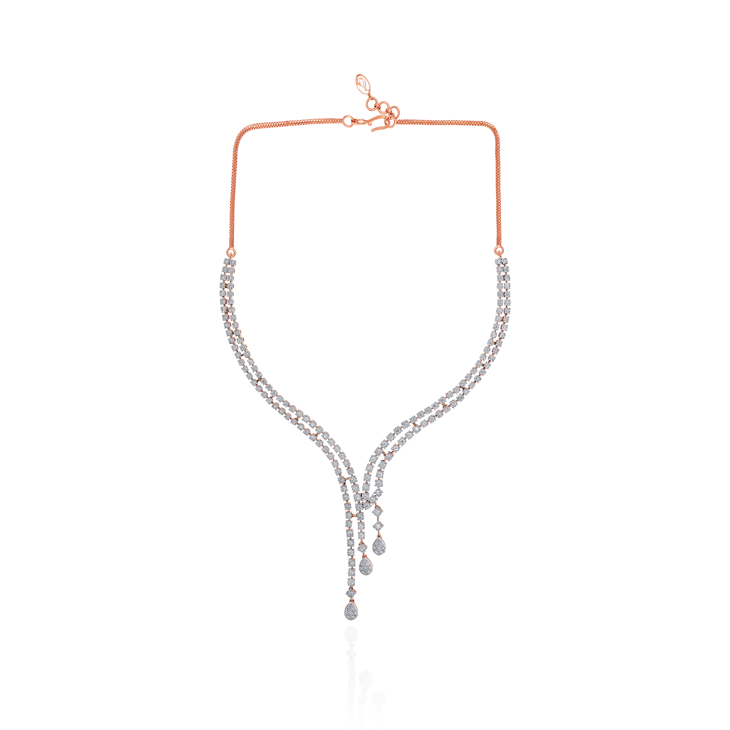 Rosette Y-Drop Diamond Gold Necklace - Senco Gold and Diamonds