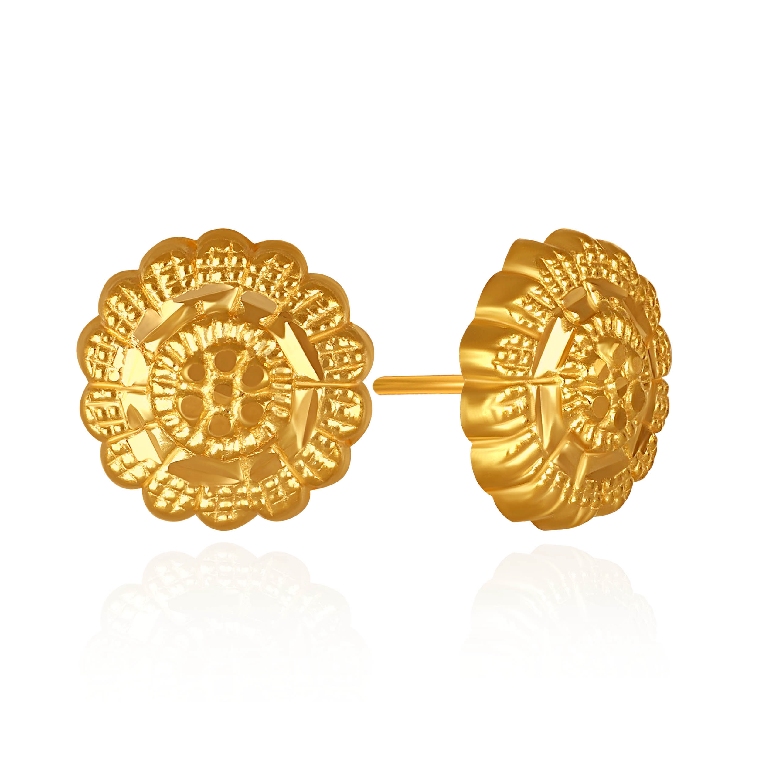 Regal Motif Gold Studs - Senco Gold and Diamonds