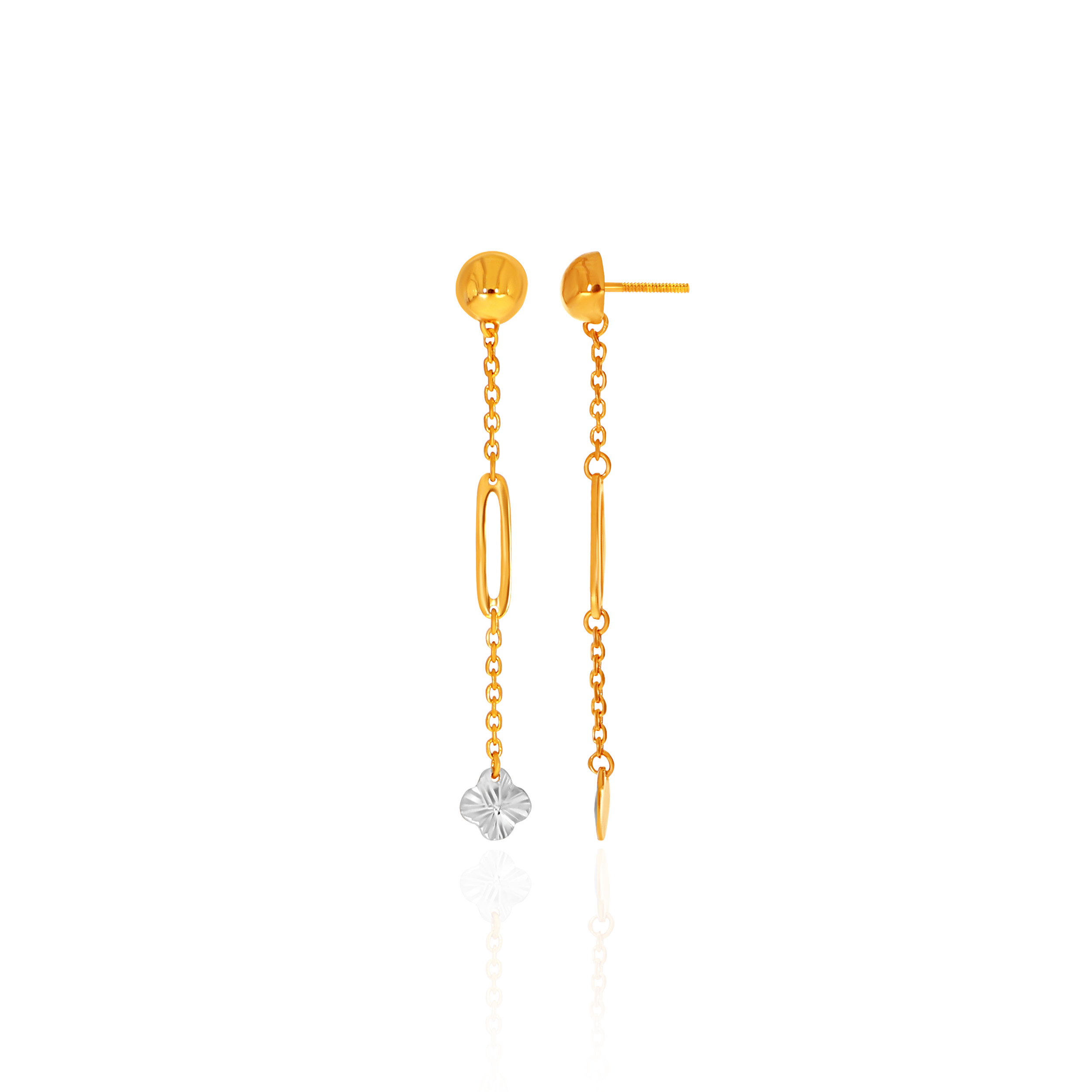 Petite Rhodium Flower Gold Earrings - Senco Gold and Diamonds