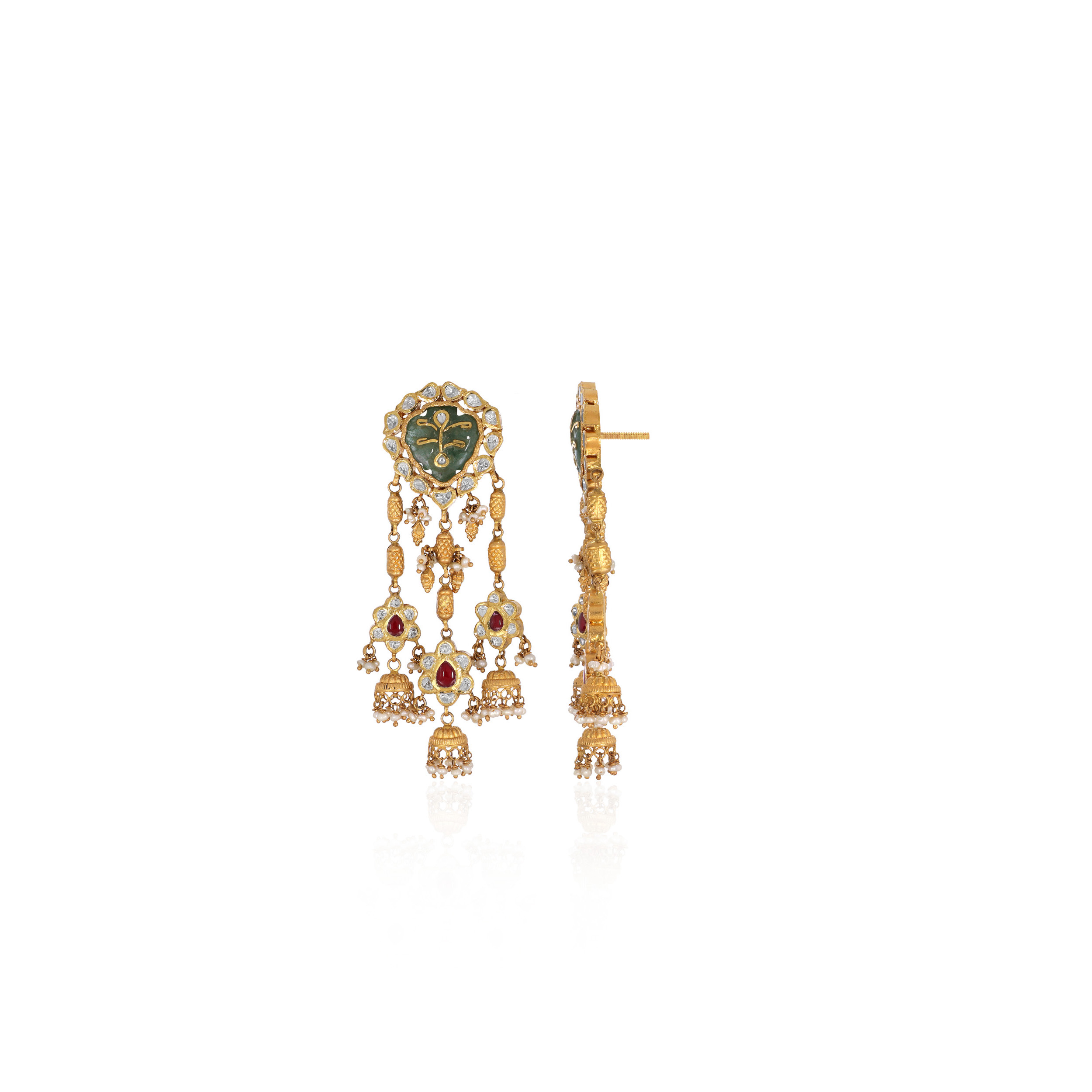 Blissful Nature Gold Kundan Danglers - Senco Gold and Diamonds