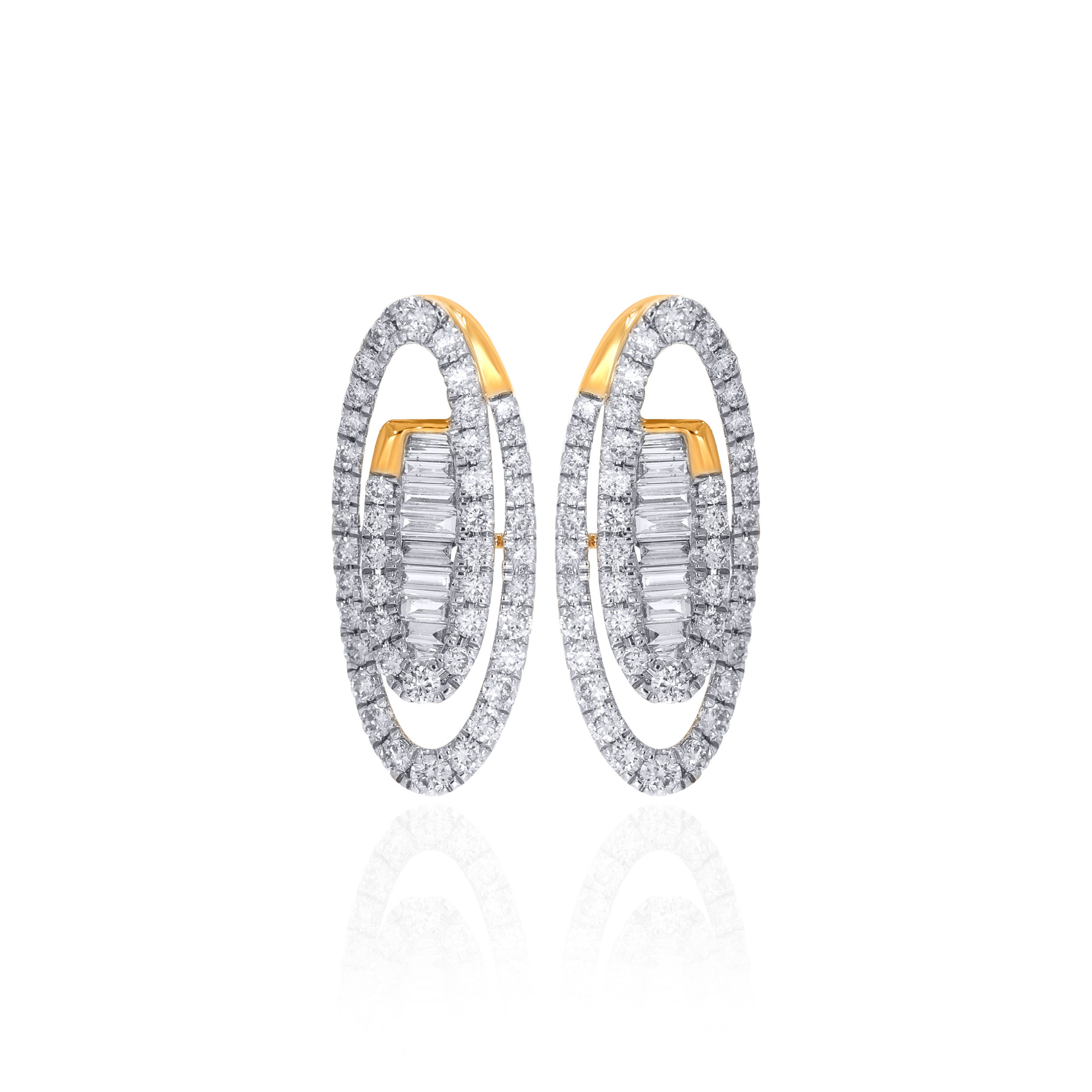 Layered Loop Oval Diamond Studs - Senco Gold and Diamonds
