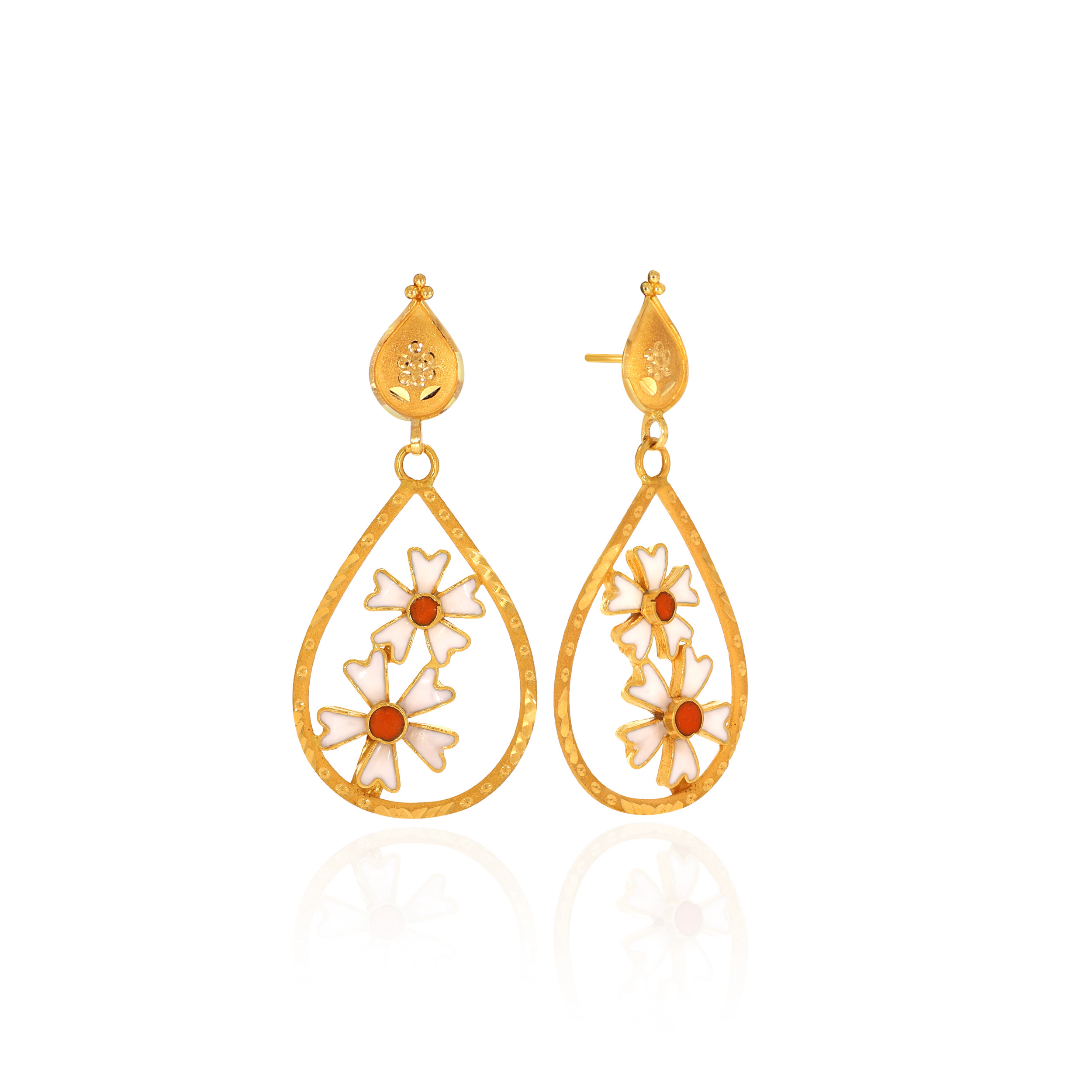 22K Yellow Gold Drop Earrings-GP-D000782701 - Senco Gold and Diamonds
