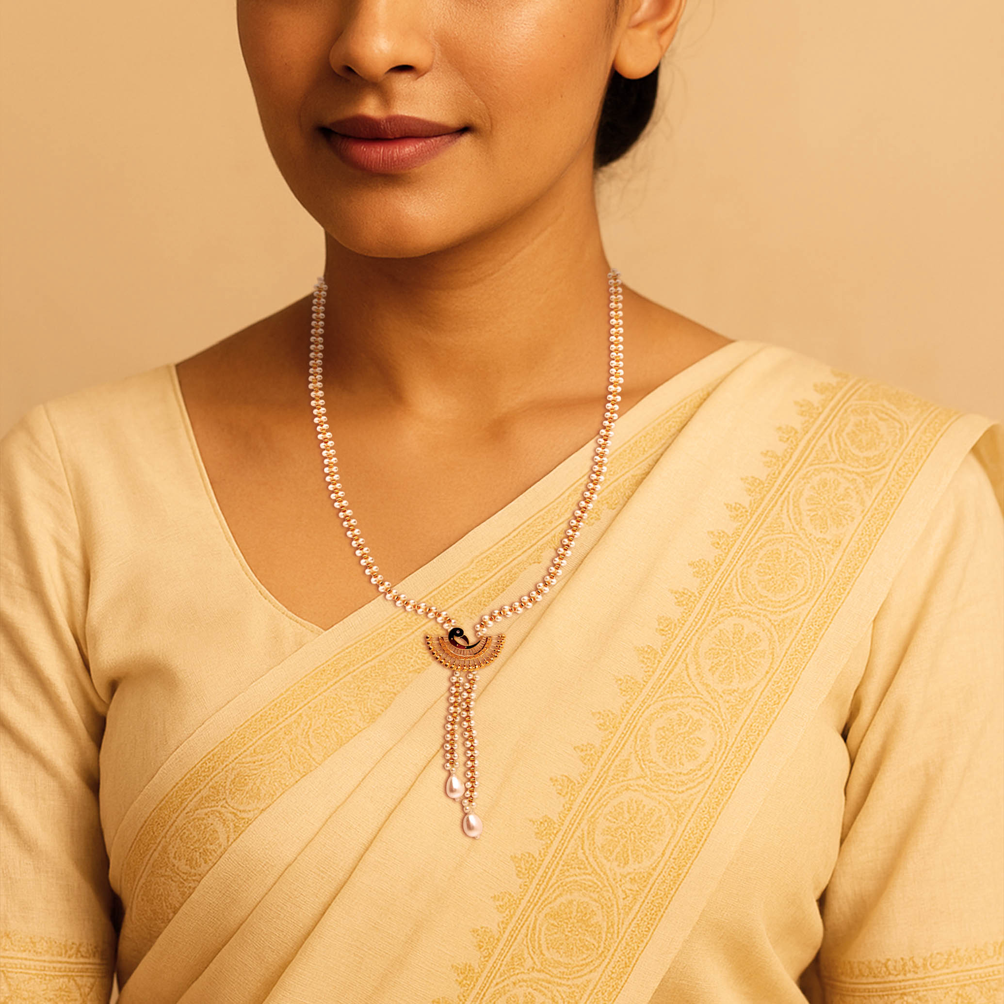 Peacock Pearl Gold Necklace - Senco Gold and Diamonds