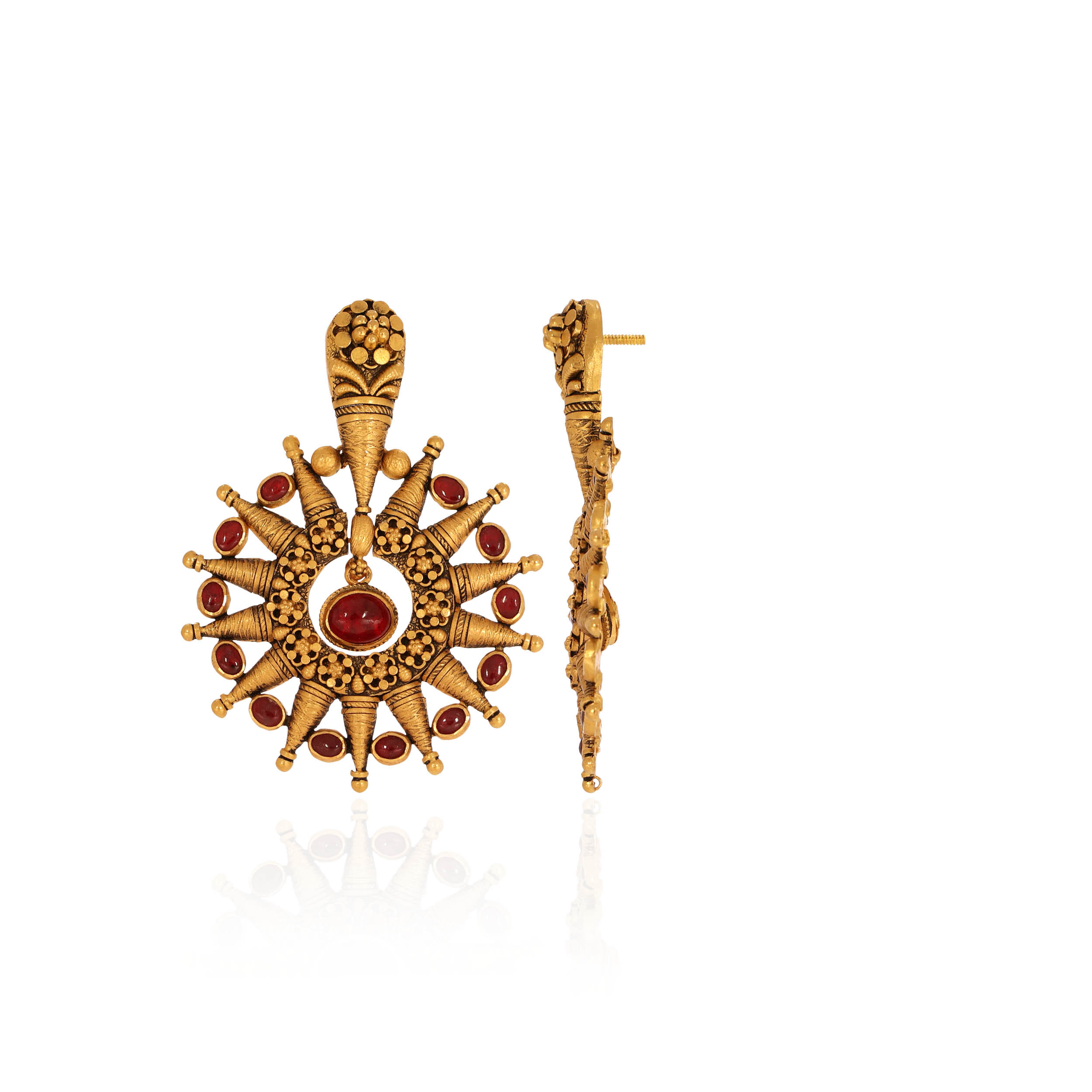 Rustic Tribal Gold Earrings - Senco Gold and Diamonds