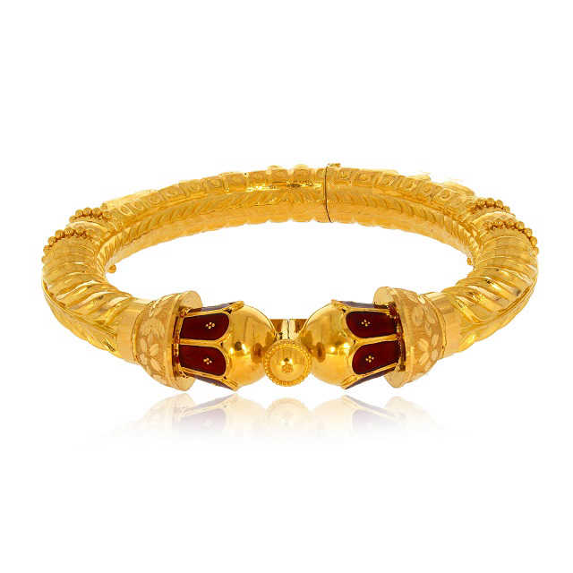 Elegant Tale Gold Mukh Bangle - Senco Gold and Diamonds
